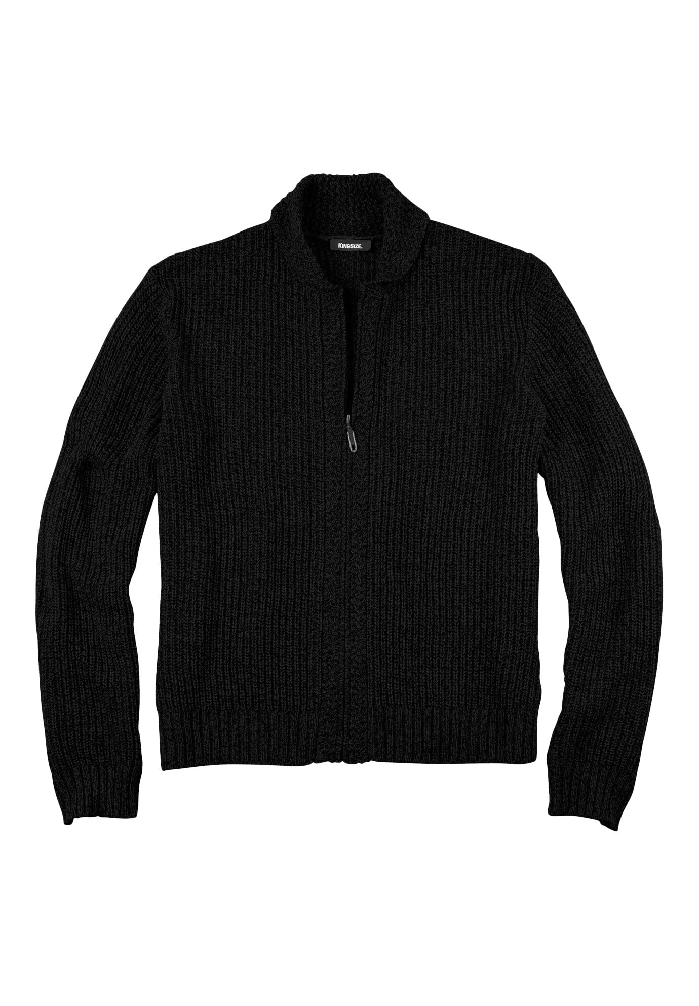 KingSize Men's Big & Tall Shaker Knit Zip-Front Cardigan - 6XL, Black