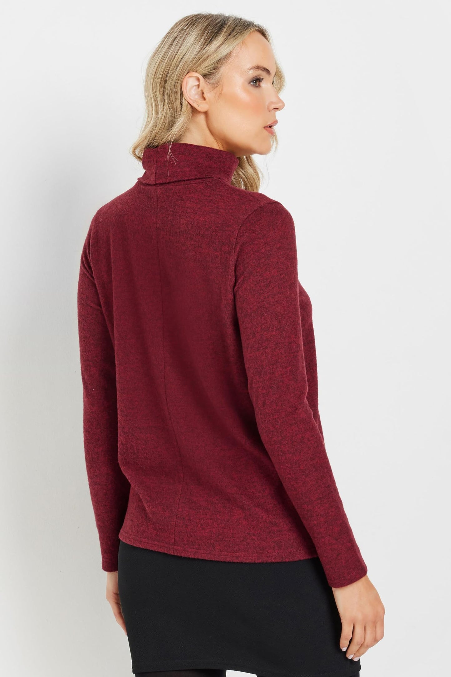 Long Tall Sally LTS Tall Women's Soft Touch Roll Neck Top Burgundy 4