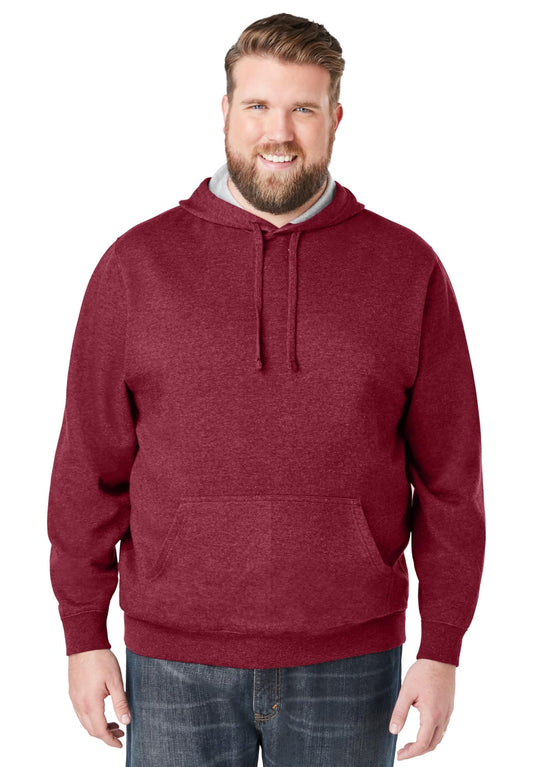 KingSize Men's Big & Tall Fleece Pullover Hoodie - 8XL, Burgundy Marl