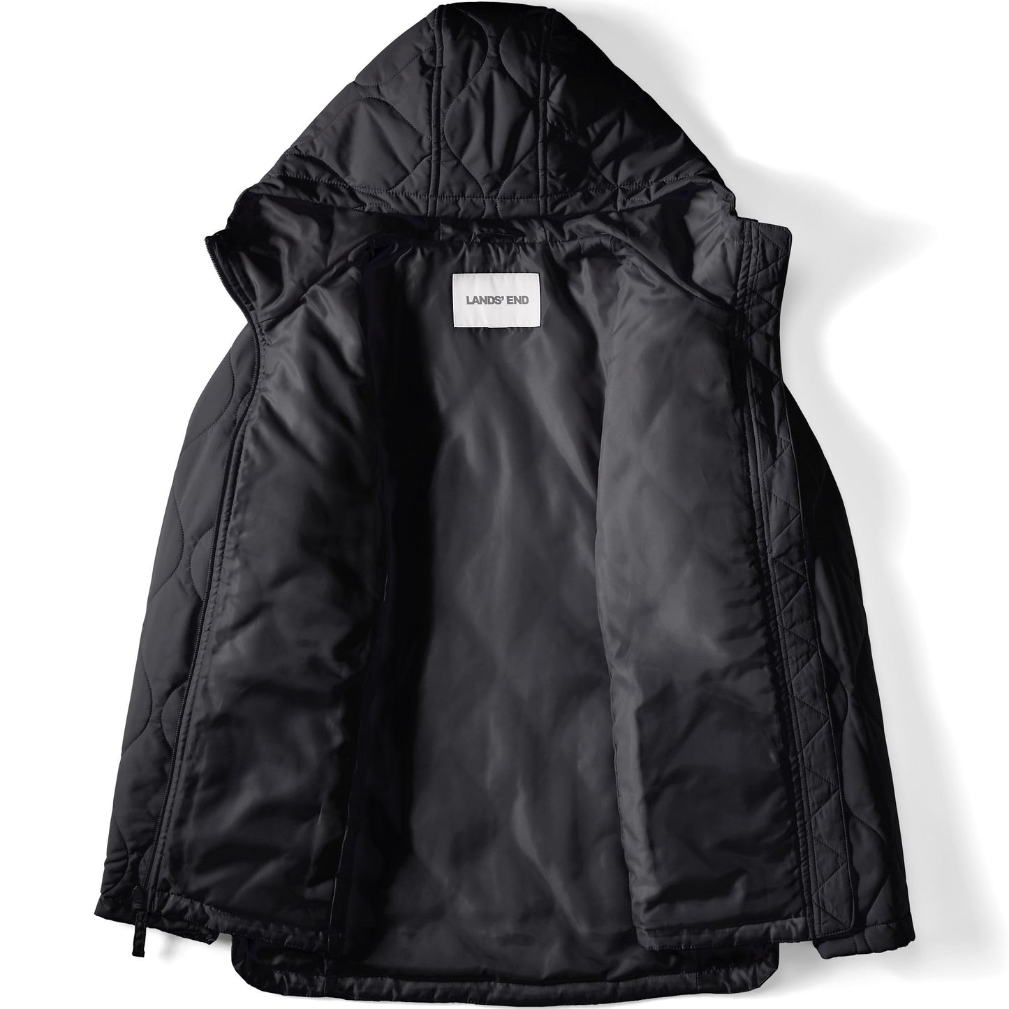 Lands' End Womens FeatherFree Onion Quilted Insulated Jacket Black Tall Small