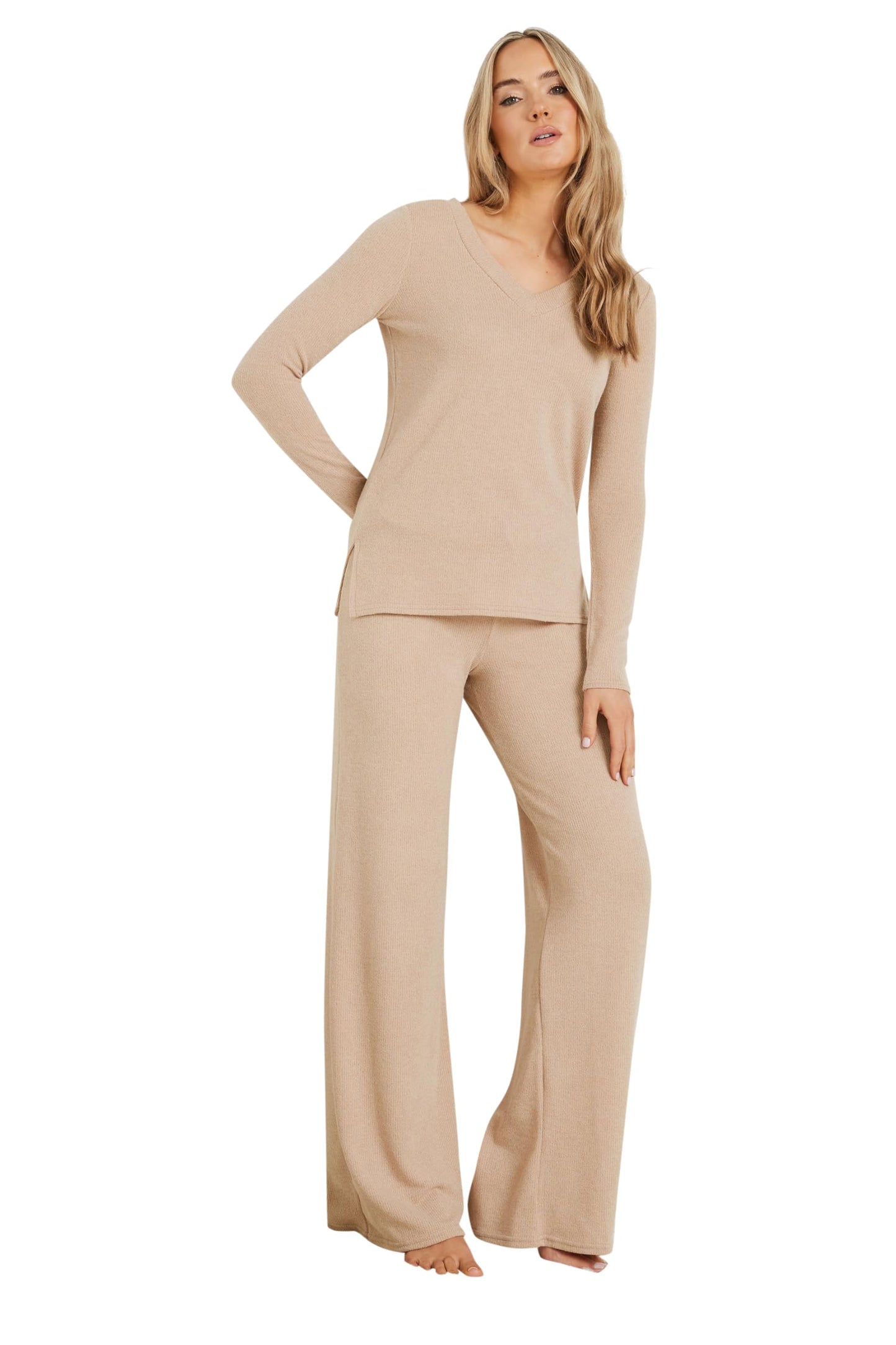 Long Tall Sally LTS Tall Knitted Deep V-Neckline Top Baby Pink 8