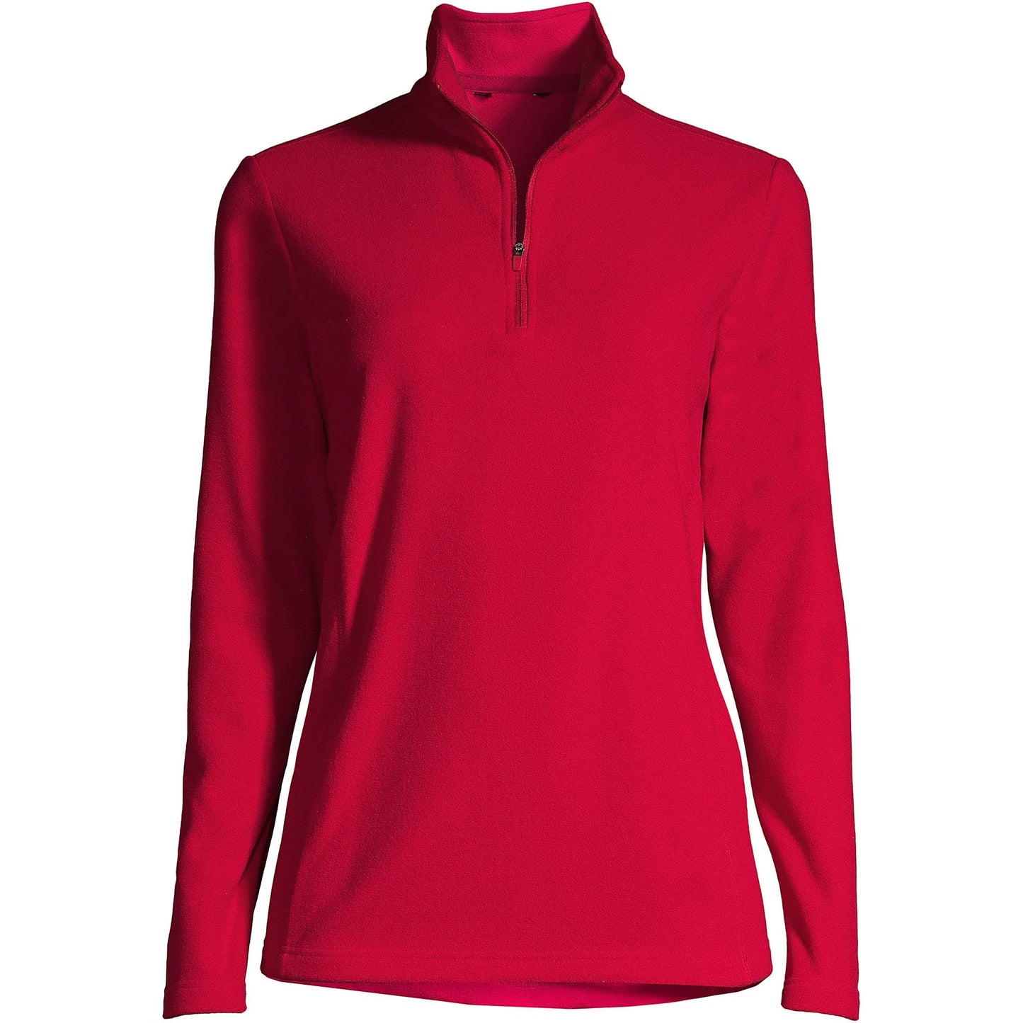 Lands' End Womens Quarter Zip Fleece Pullover Rich Red Tall Large