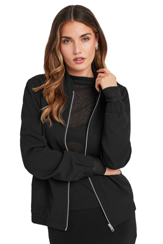 Long Tall Sally Lts Tall Scuba Zip Bomber Jacket Black 8