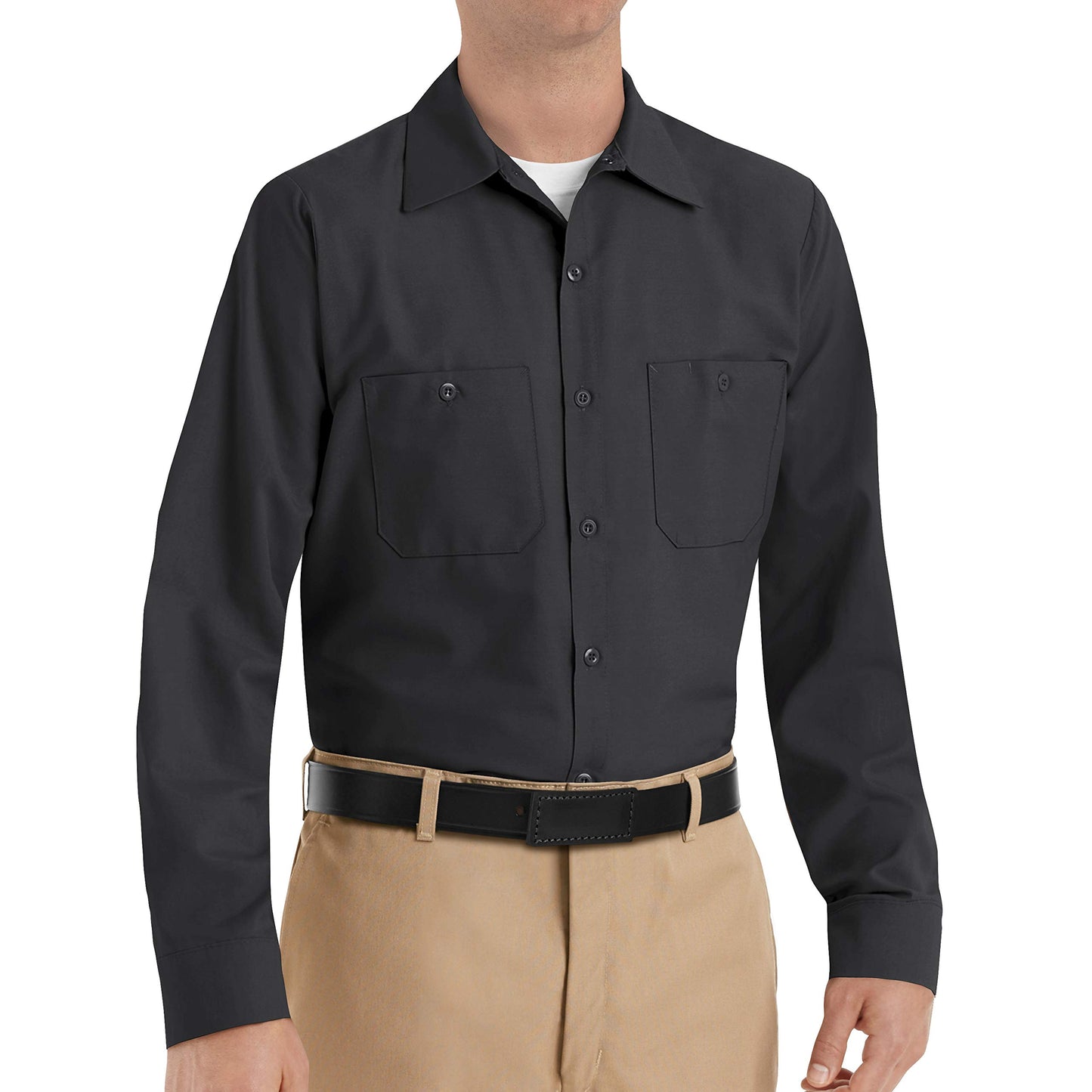Red Kap Men's Size Industrial Work Shirt, Regular Fit, Long Sleeve, Black, 3X-Large/Tall