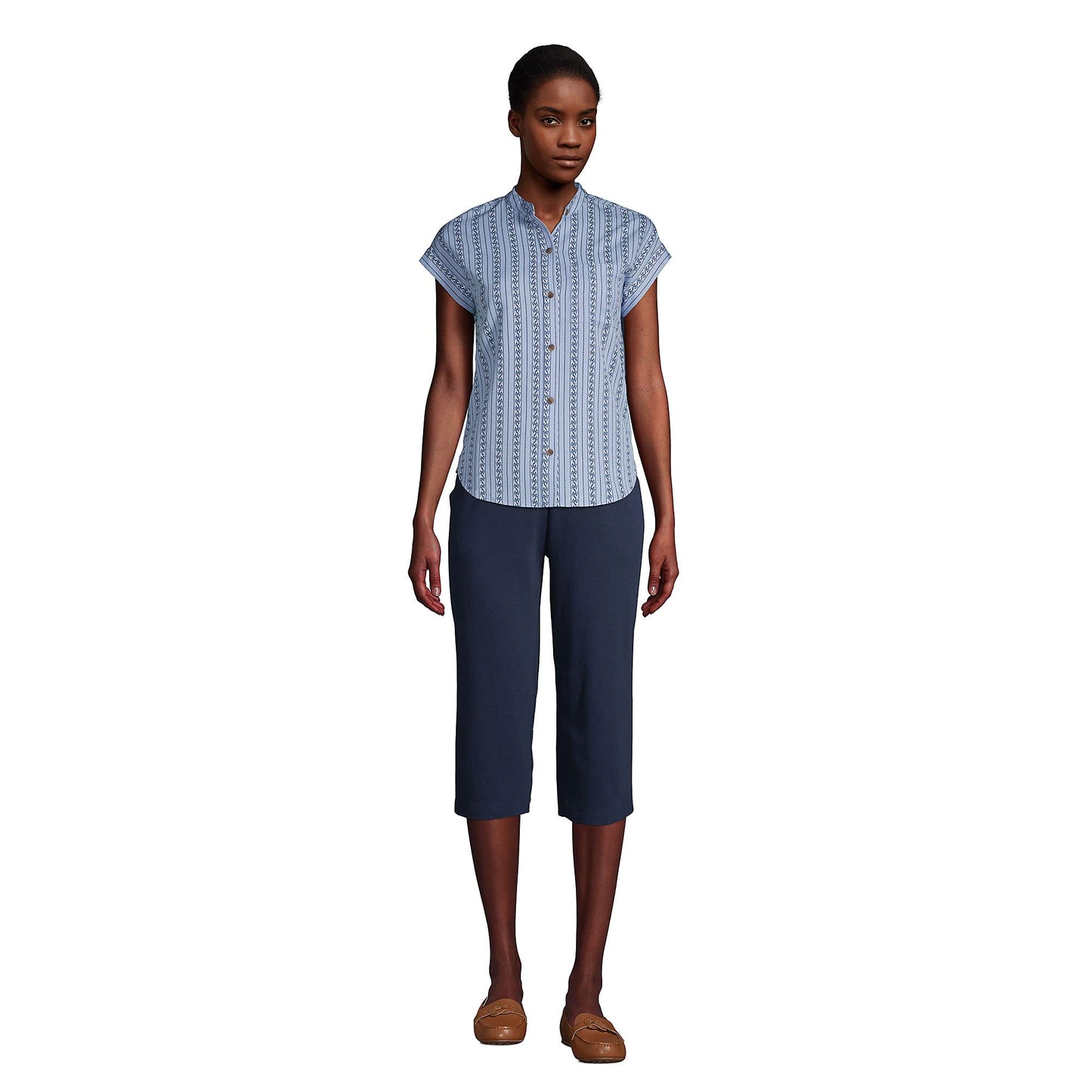 Lands' End Women s Sport Knit Capri Pants Radiant Navy Tall Small