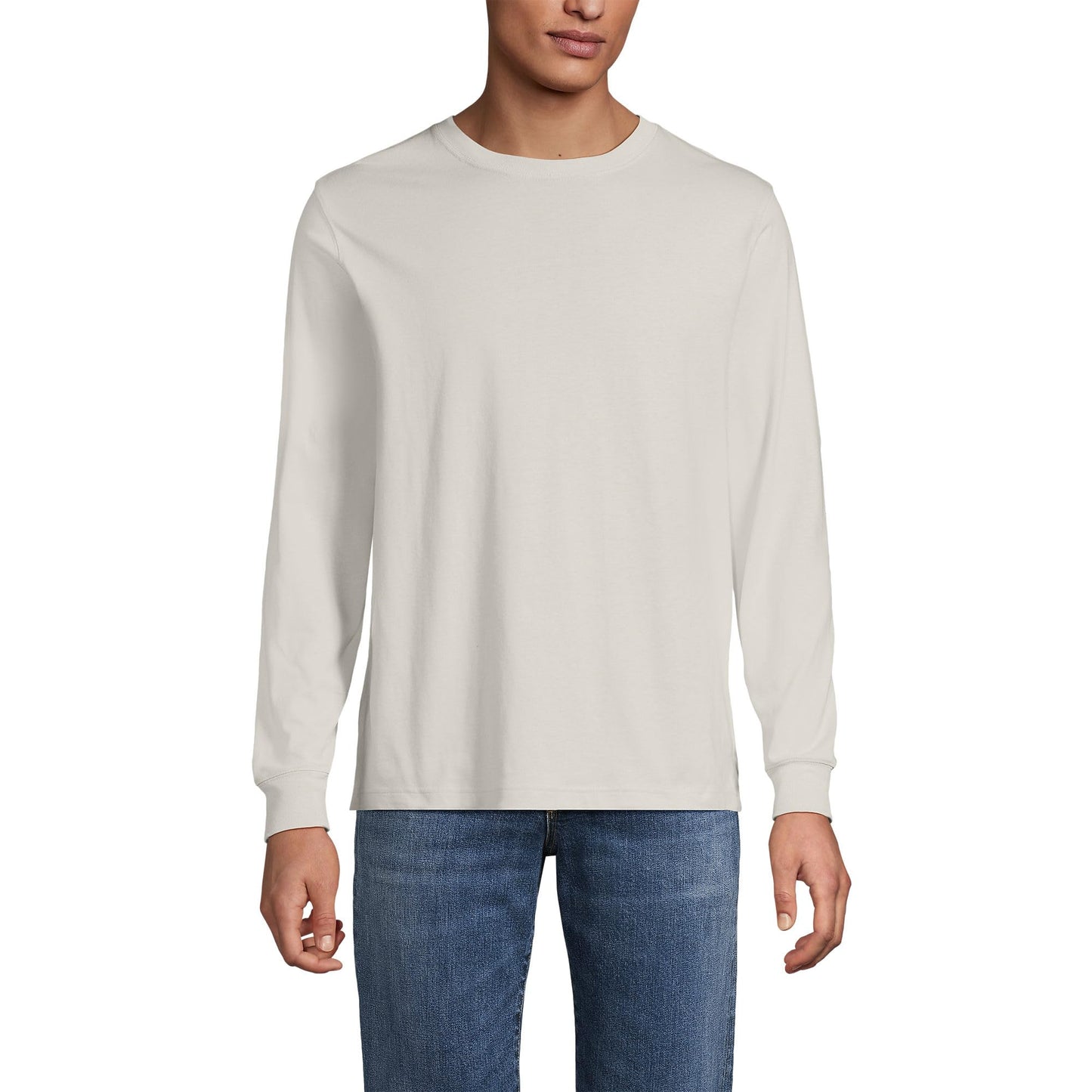 Lands' End Mens Long Sleeve Super-T Tee Light Stone Tall X-Large