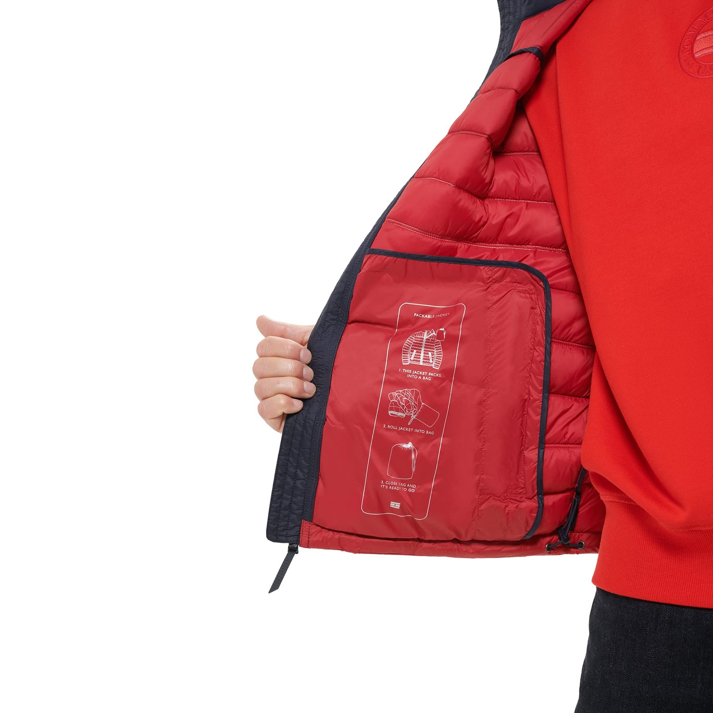 Tommy Hilfiger Men's Ultra Loft Lightweight Packable Puffer Jacket (Standard and Big & Tall), Midnight/White/Red w/Patch, 3X-Tall
