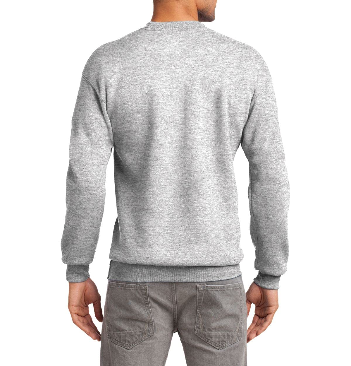 JustBlanks Fleece Sweatshirt for Men Tall Men’s Sweatshirt Crewneck Sweatshirt Relaxed-Fit Pullover Sweatshirt - Ash - 2XLT