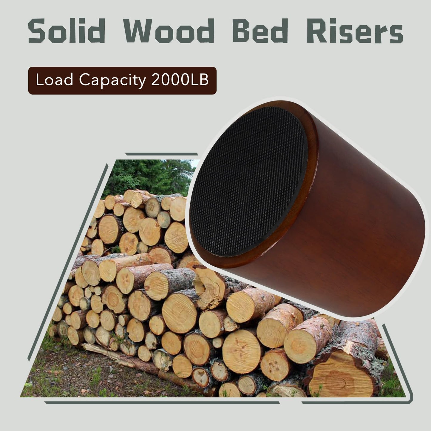 KOIKEY Furniture Raisers Bed Risers - 4 Inch Wooden Circle Heavy Duty Furniture Height Extenders Lifts for Sofa Couch Desk Chair Table Base Raising Space, Convenient Store and Cleaning, Pack of 4