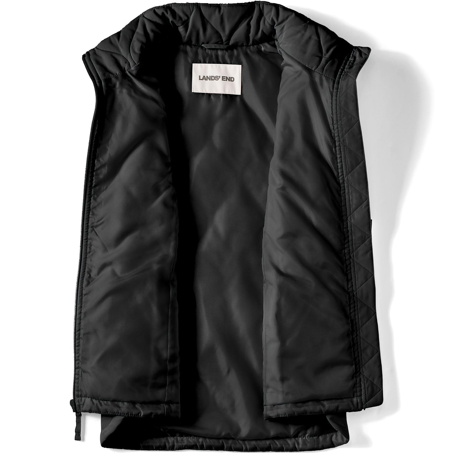 Lands' End Womens FeatherFree Onion Quilted Insulated Vest Black Tall Small