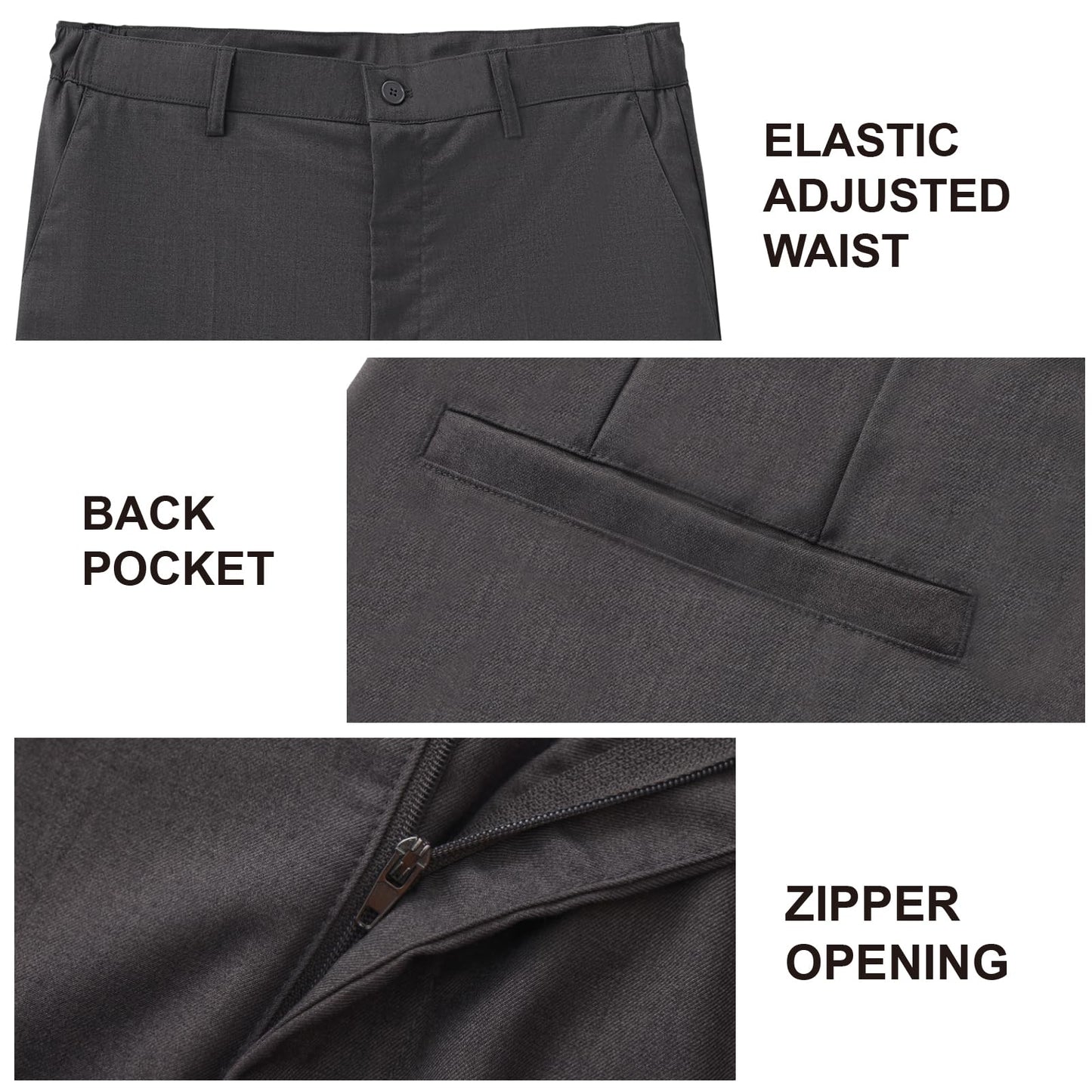 Tall Men's 36"/38" Inseam Classic Dress Work Pants Charcoal