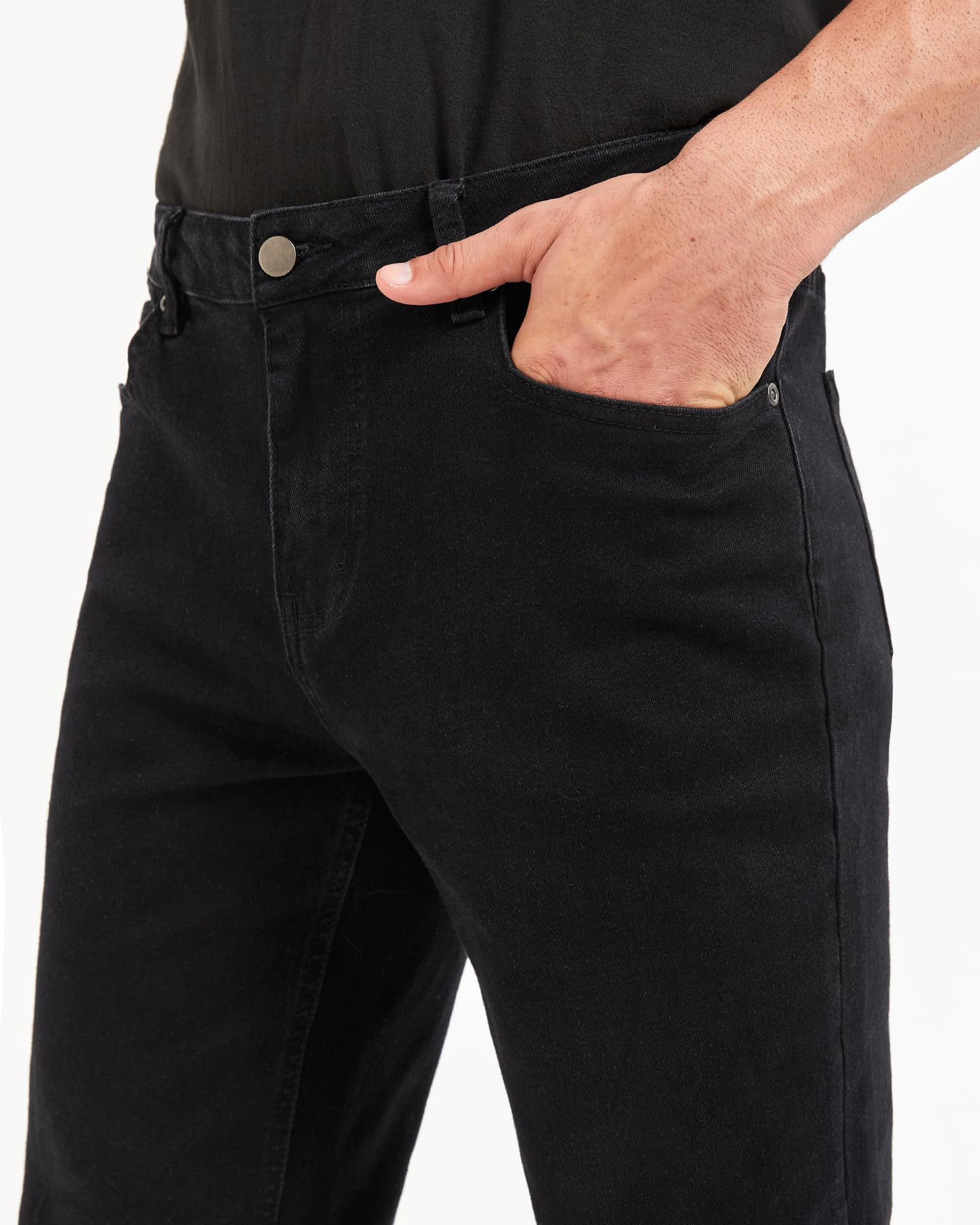 Zylioo 36,34 Inseam Mens Extra Tall Jeans, Tall Size Stretch Slim Fit Denim Pants with 5 Pocket Black