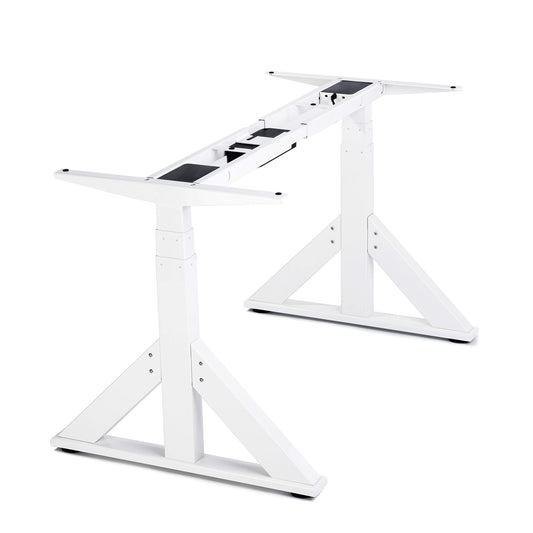VWINDESK VJ205 Electric Height Adjustable Sitting Standing Desk Frame Sit Stand - Dual Motors 3 Stages Motorized Desk Base Only, White - 49.2'' Max Height