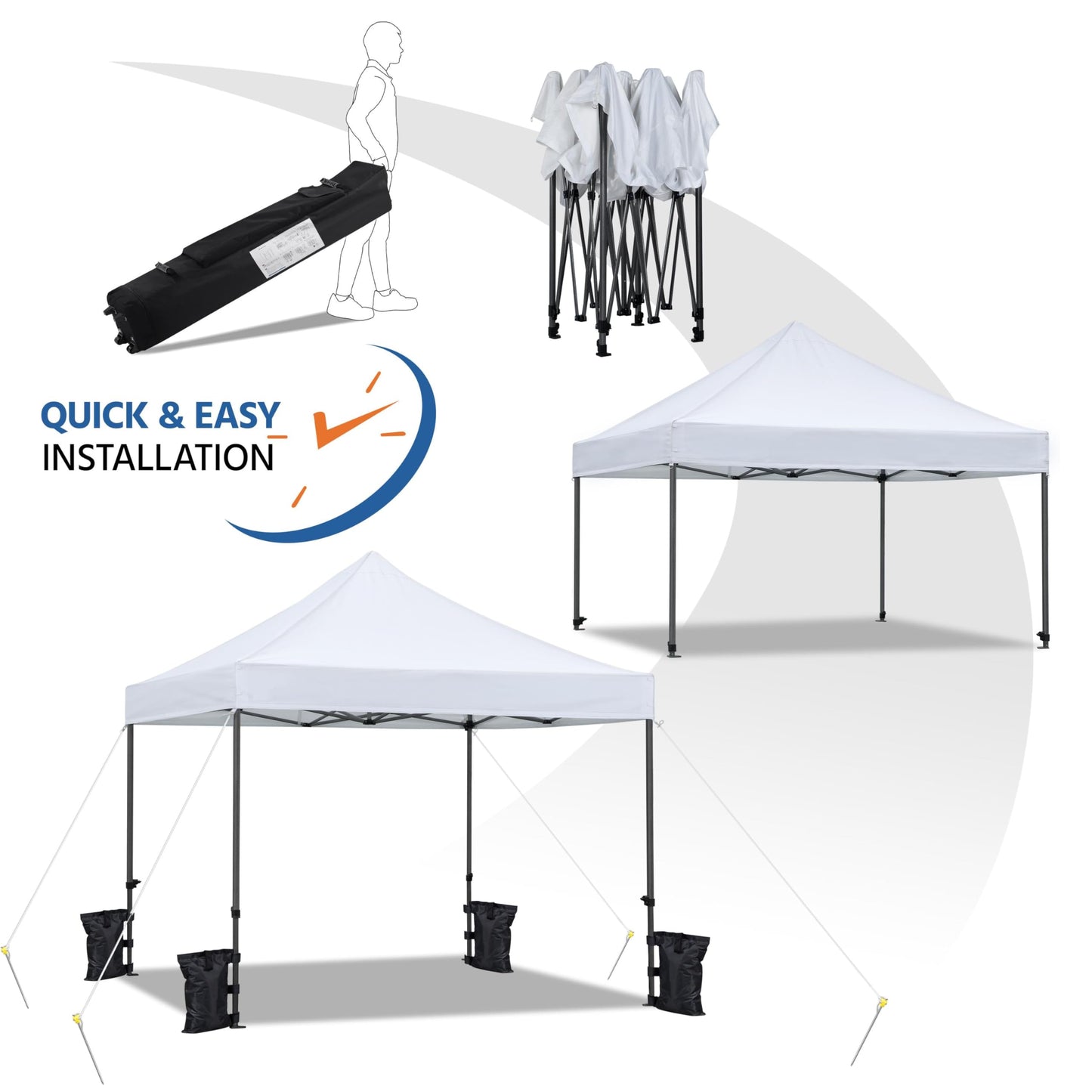 Yaheetech Canopy Tent, Commercial Instant Heavy Duty Canopy, 500D Waterproof Adjustable Canopy with Wheeled Carry Bag, 4 Sandbags and 4 Stakes (10x10, White)