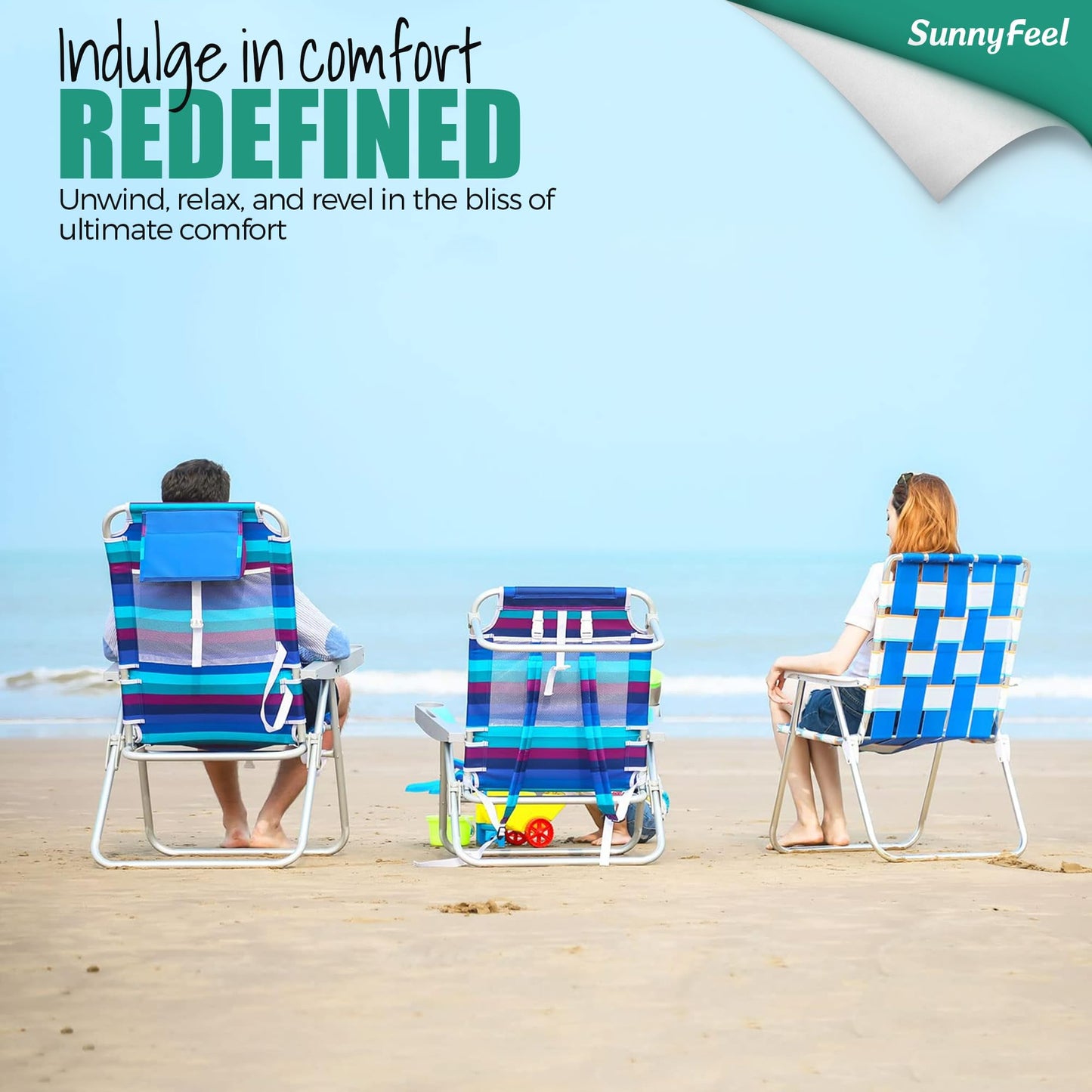 SUNNYFEEL Oversized Tall Folding Beach Chair Lightweight, 17" Portable Sand Chair for Adults Heavy Duty 500 LBS with Cup Holders