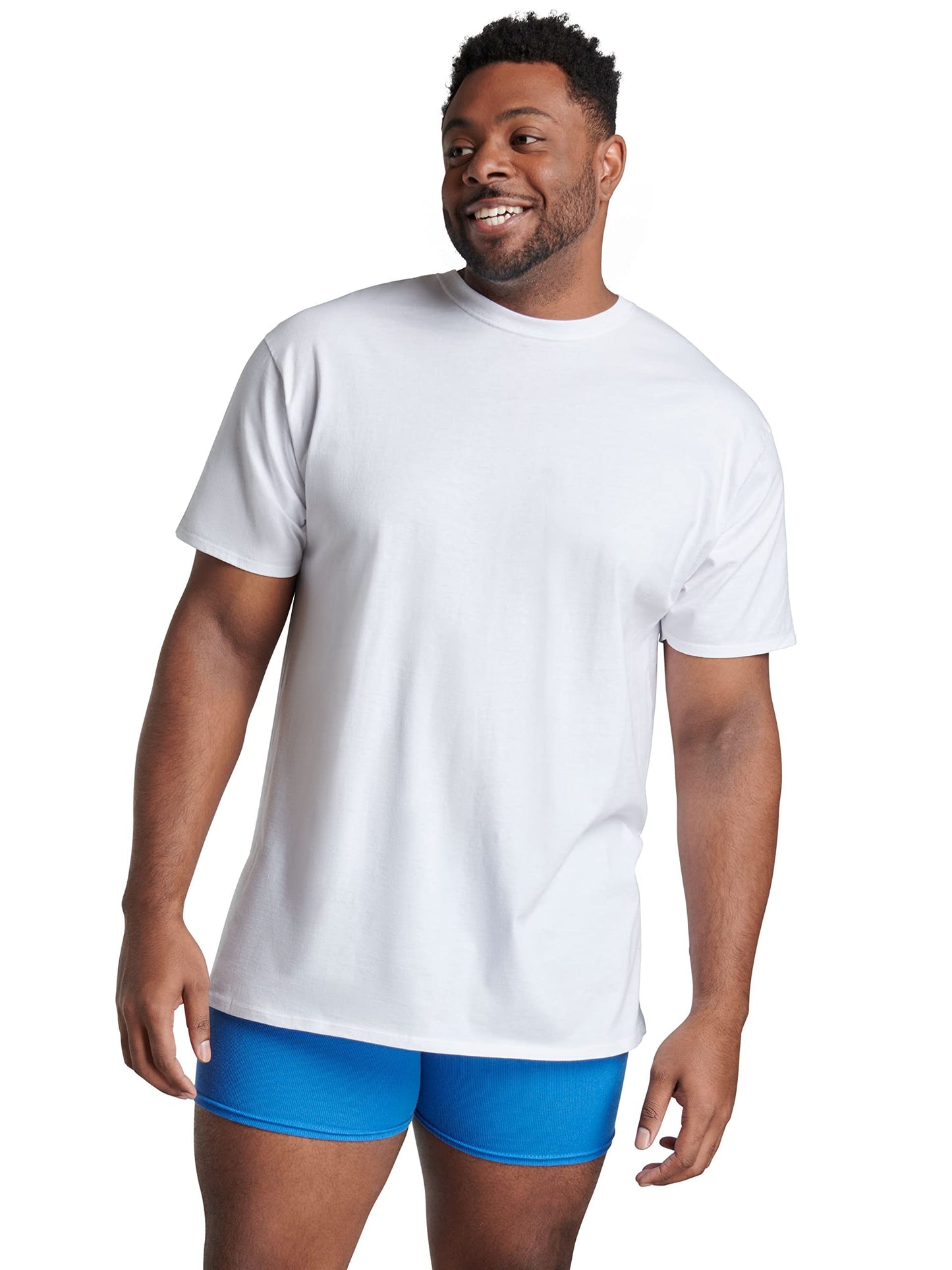 Fruit of the Loom mens Stay Tucked Crew T-shirt Underwear, Tall Man - White 6 Pack, X-Large US