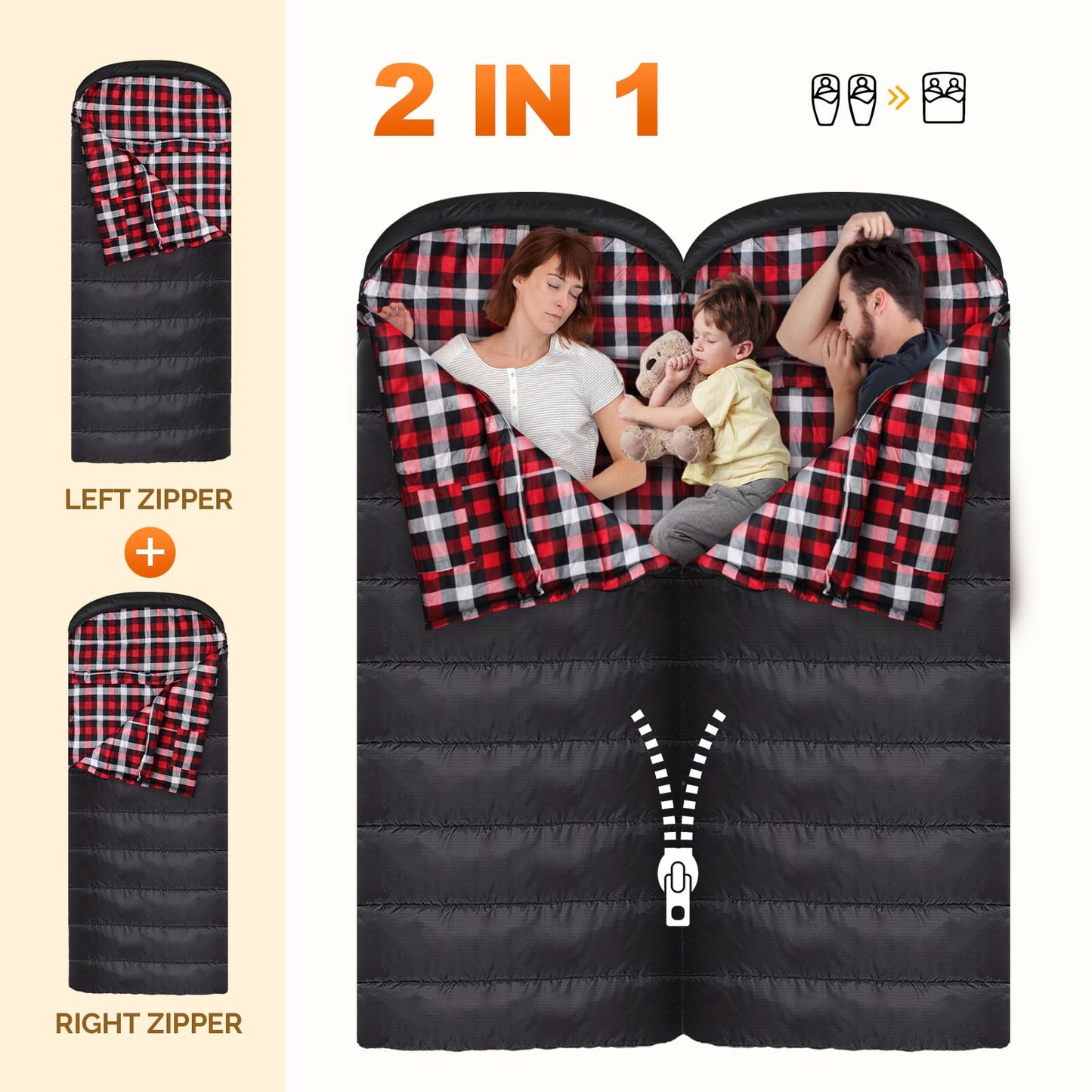 Extra Long (7'6") Flannel Sleeping Bag Cold Weather: 0 Degree
