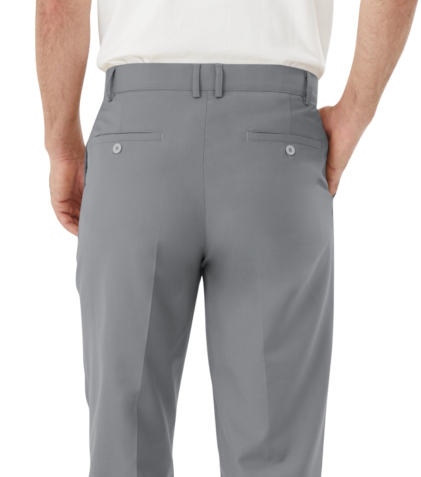 Men's Tall Classic Fit Flex Flat Front Dress Pants Formal Pants for Business & Office Grey