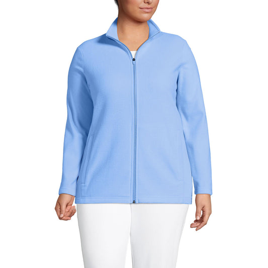 Lands' End Womens Full Zip Fleece Jacket Clear Blue Sky Tall Small