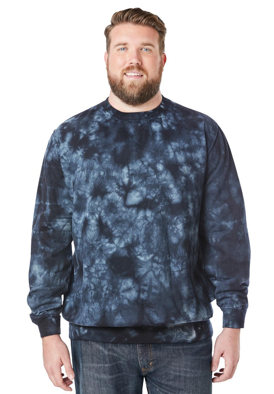 KingSize Men's Big & Tall Fleece Crewneck Sweatshirt - 4XL, Navy Marble