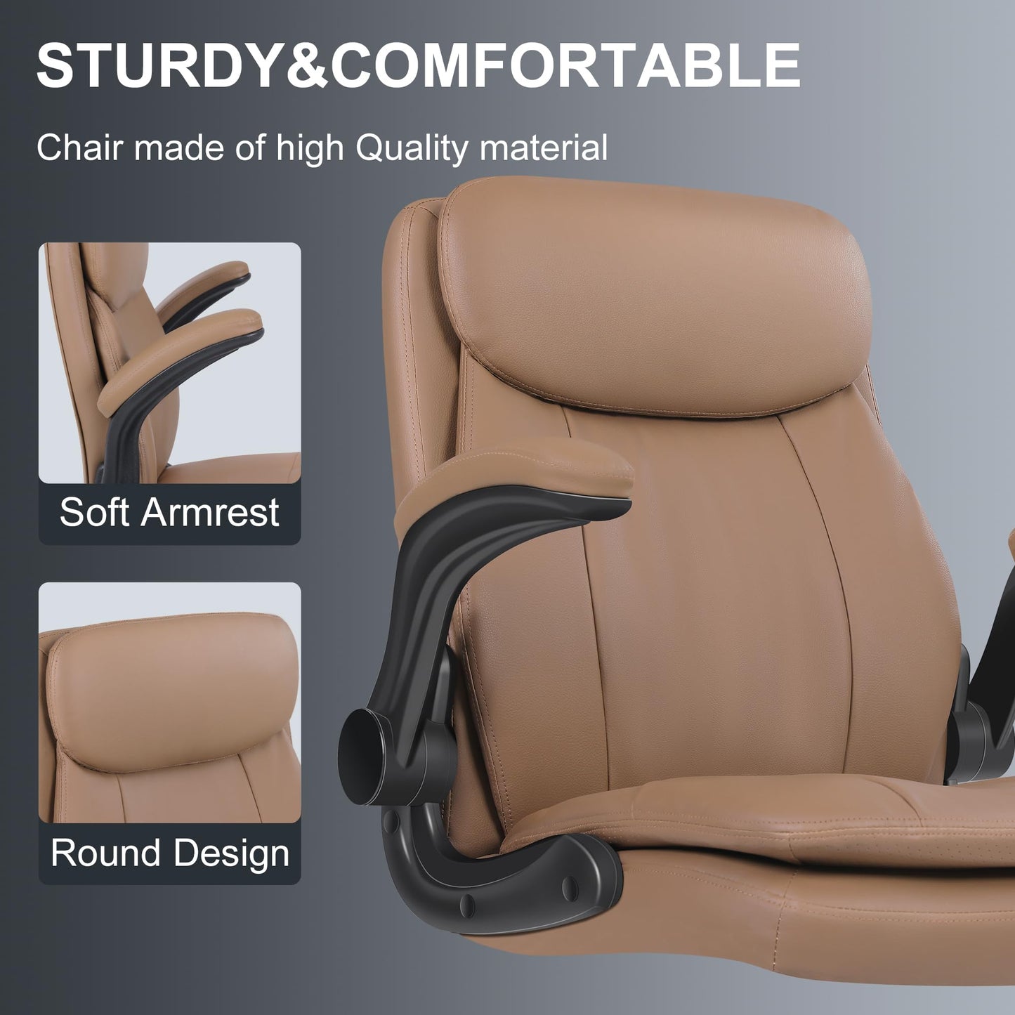 Misolant Leather Drafting Chair, Tall Office Chair for Standing Desk, High Executive Office Chair with Adjustable Height and Flip-up Armrest for Counter Height Desk