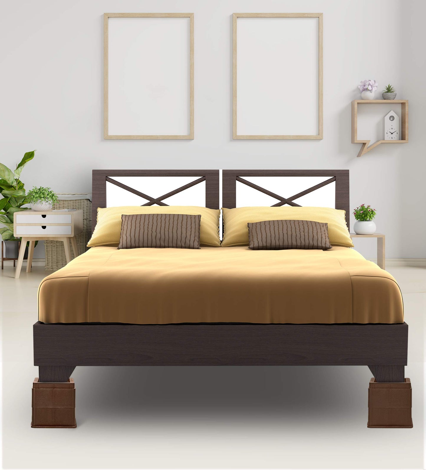 Utopia Bedding Bed Risers 2 Inch - Pack of 8 - Adjustable Furniture Risers 2 & 4 inch - Anti Slip Foam & Rubber Pad - Stackable Beds Lifts Heavy Duty for Sofa, Bed, Table, Couch & Chair (Brown)