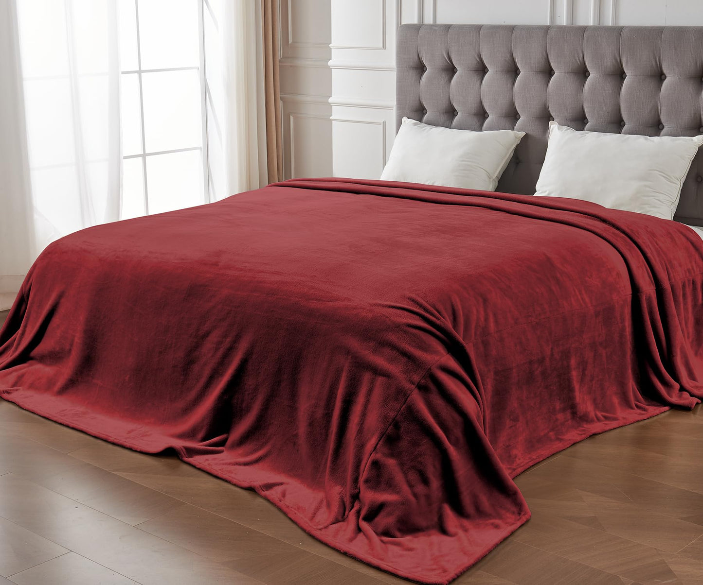 Edenleaf Big Oversized Extra Large Blanket, Huge Fleece 10'x10' Blanket, California King Warm Companion for Whole Family, Bed, Sofa, Couch, Travel, Camping 120x120 Wine