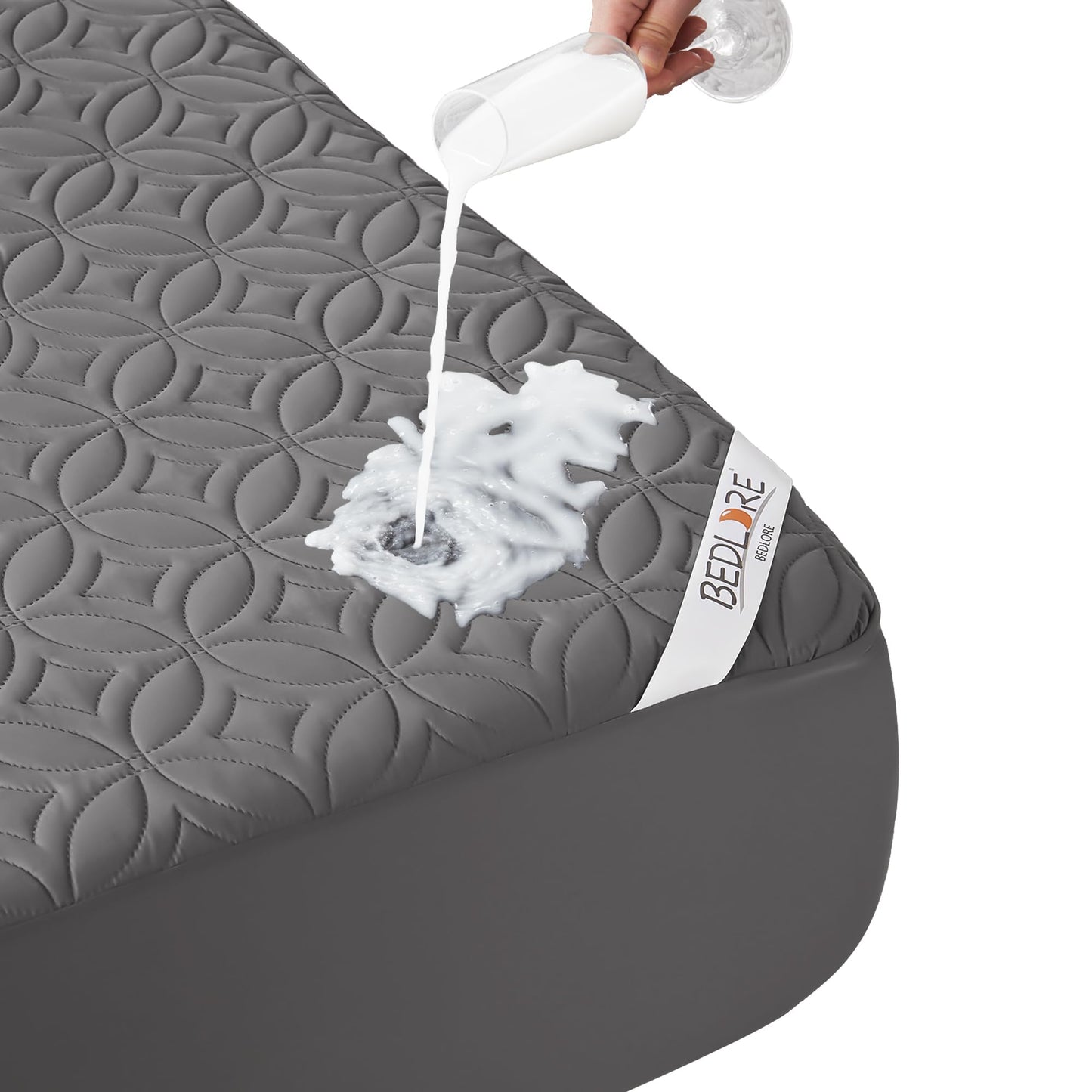 BEDLORE Waterproof Mattress Protector, California King Size Mattress Pad with Deep Pocket 6"-18" Depth, Soft Noiseless Dirt-Proof Bed Mattress Cover Washable for Home, Bedroom, Hotel (Gray)