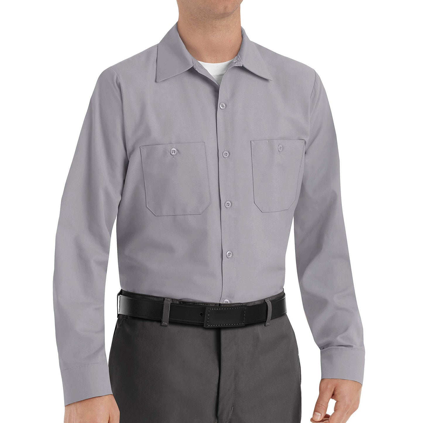 Red Kap Men's Size Industrial Work Shirt, Regular Fit, Long Sleeve, Silver Grey, Large/Tall