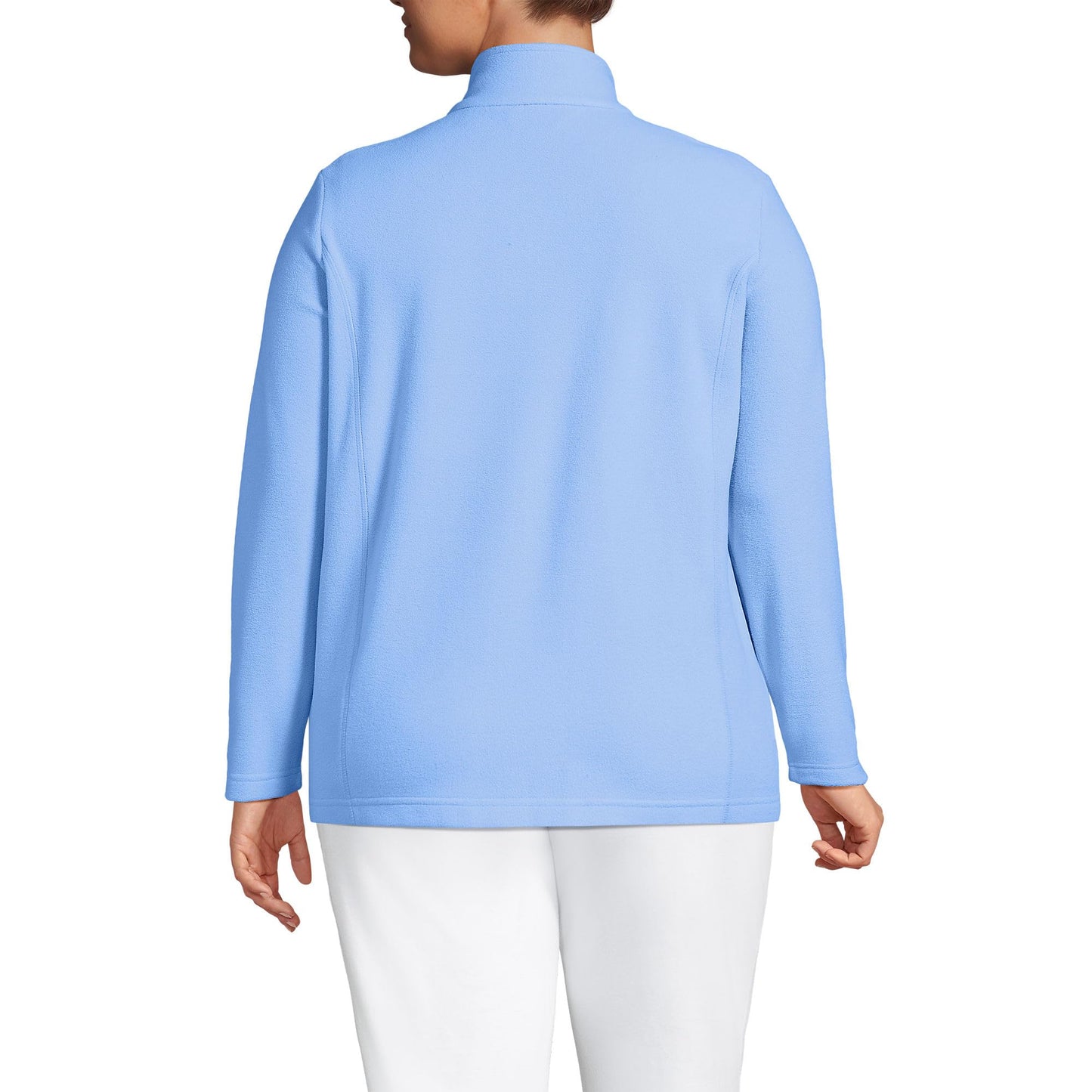Lands' End Womens Full Zip Fleece Jacket Clear Blue Sky Tall Small