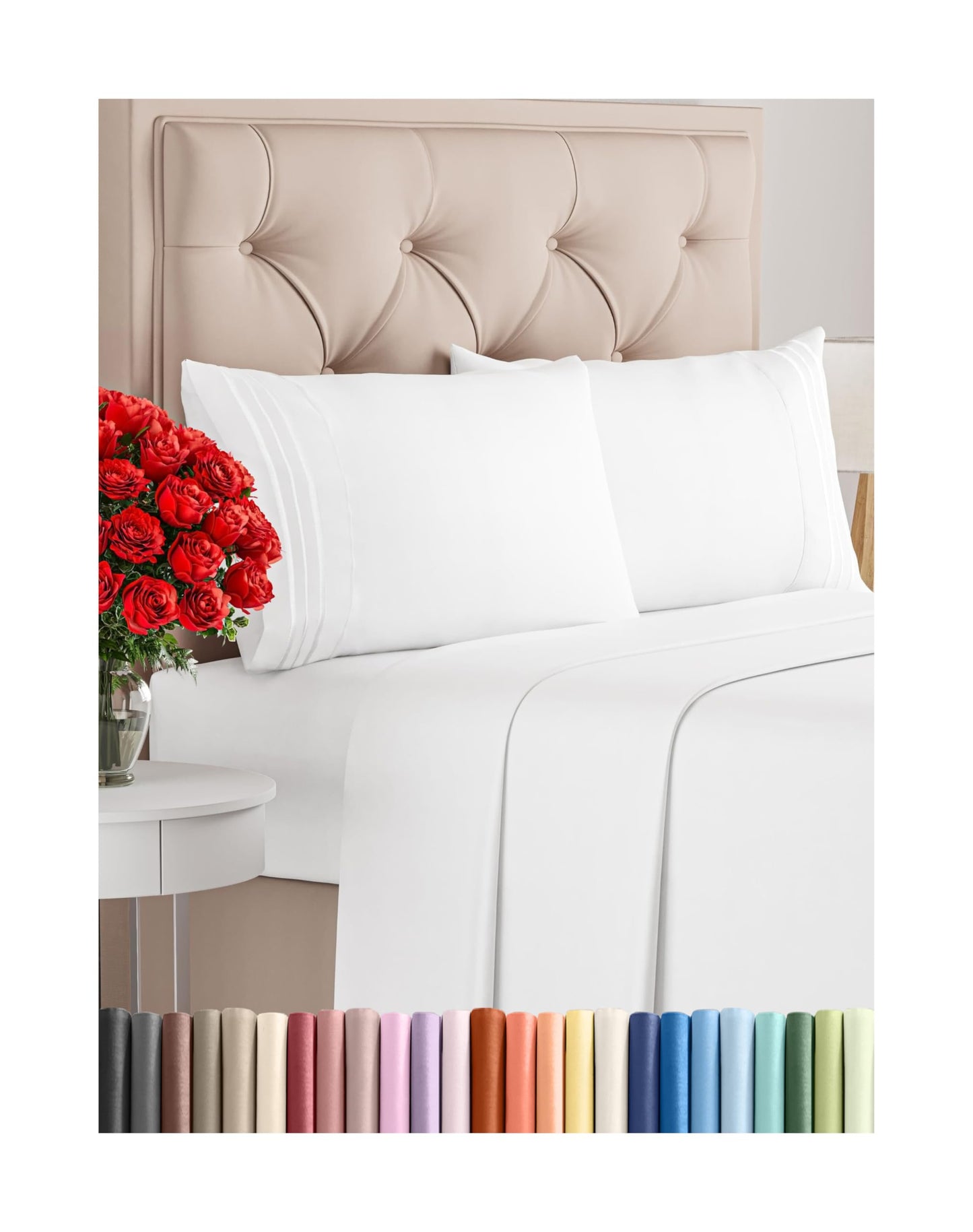Cal King Size 4 Piece Sheet Set - Comfy Breathable & Cooling Bed Sheets Set - Hotel Luxury Bedding for Women, Men, Kids, Teens, Boys & Girls - Deep Pockets, Ultra-Soft, Wrinkle Free - Oeko-Tex - White