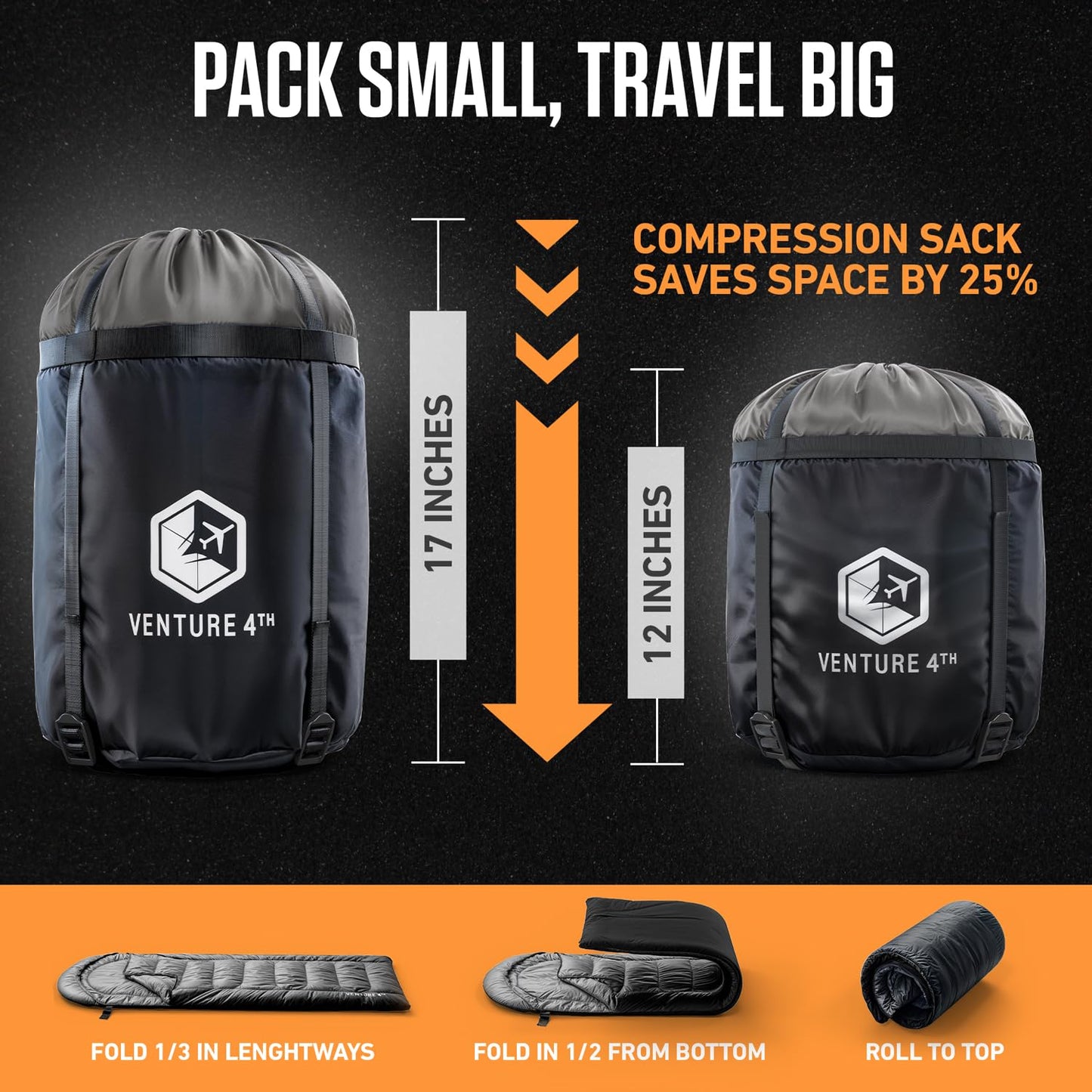 3-Season XXL Long (7'6") Backpacking Sleeping Bag: 30º+ Rated