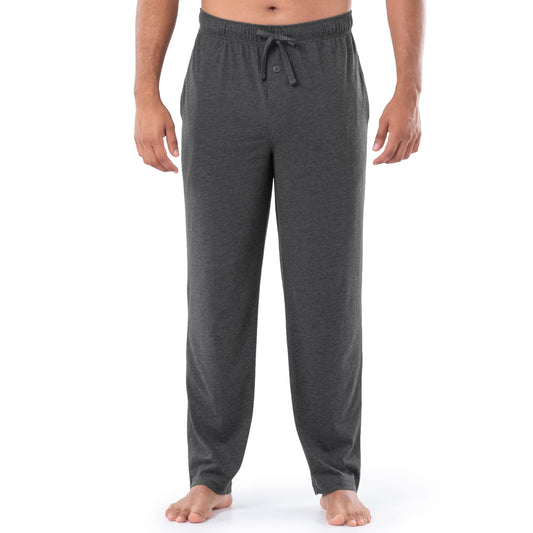 Fruit of the Loom Men's 1-Pack Extended Sizes Jersey Knit Sleep Pant (1 & 2 Packs), Charcoal Heather, 2XL Tall