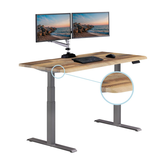 Vari ComfortEdge 60x30 Inch Adjustable Electric Standing Desk – Memory Presets, Sloped Edge, 200 LB Capacity (Reclaimed Wood) - 50.5" Max Height