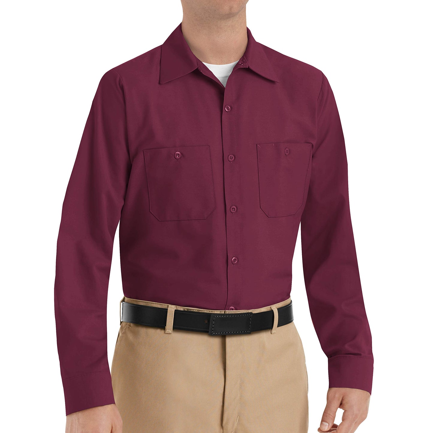 Red Kap Men's Size Industrial Work Shirt, Regular Fit, Long Sleeve, Burgundy, 2X-Large/Tall