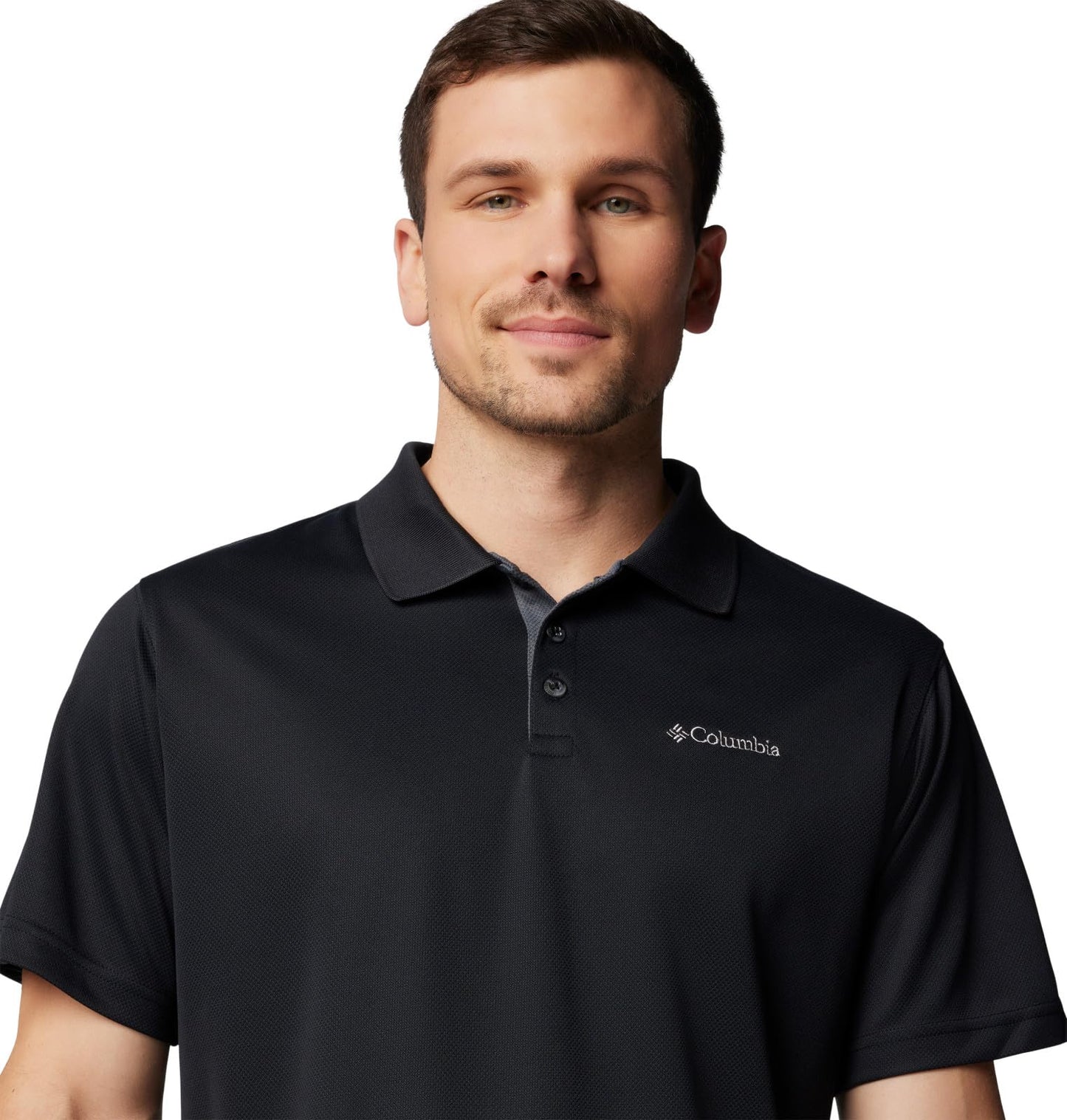 Columbia Men's Big & Tall Utilizer Short Sleeve Wicking Polo with UV Protection, Black, Large Tall