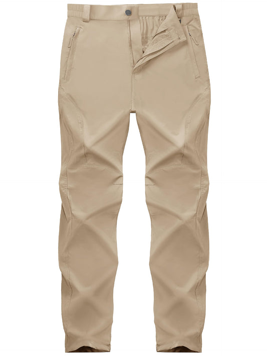 SEVEGO 30"/32"/34"/36" Inseam Men's Tall Hiking Pants Quick Dry Outdoor Waterproof Fishing Cargo Pants with Belt 5 Pockets 38" Khaki M