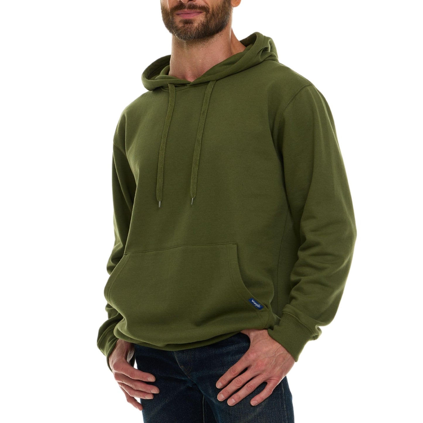 Wrangler Big and Tall Hoodie for Men, Fleece Heavyweight Pullover Sweatshirt, Relaxed Fit Mens Work Hoodies Olive - 5XLT