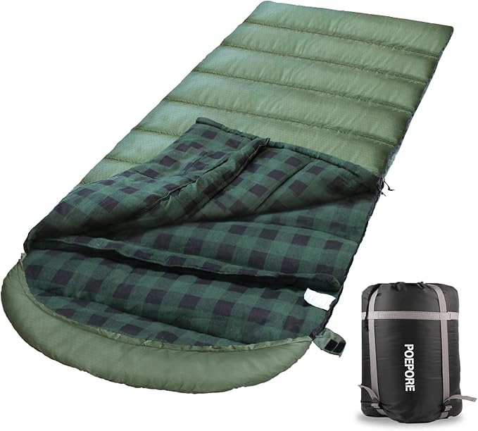 Extra Long (7'6") Flannel Sleeping Bag Cold Weather: 0 Degree