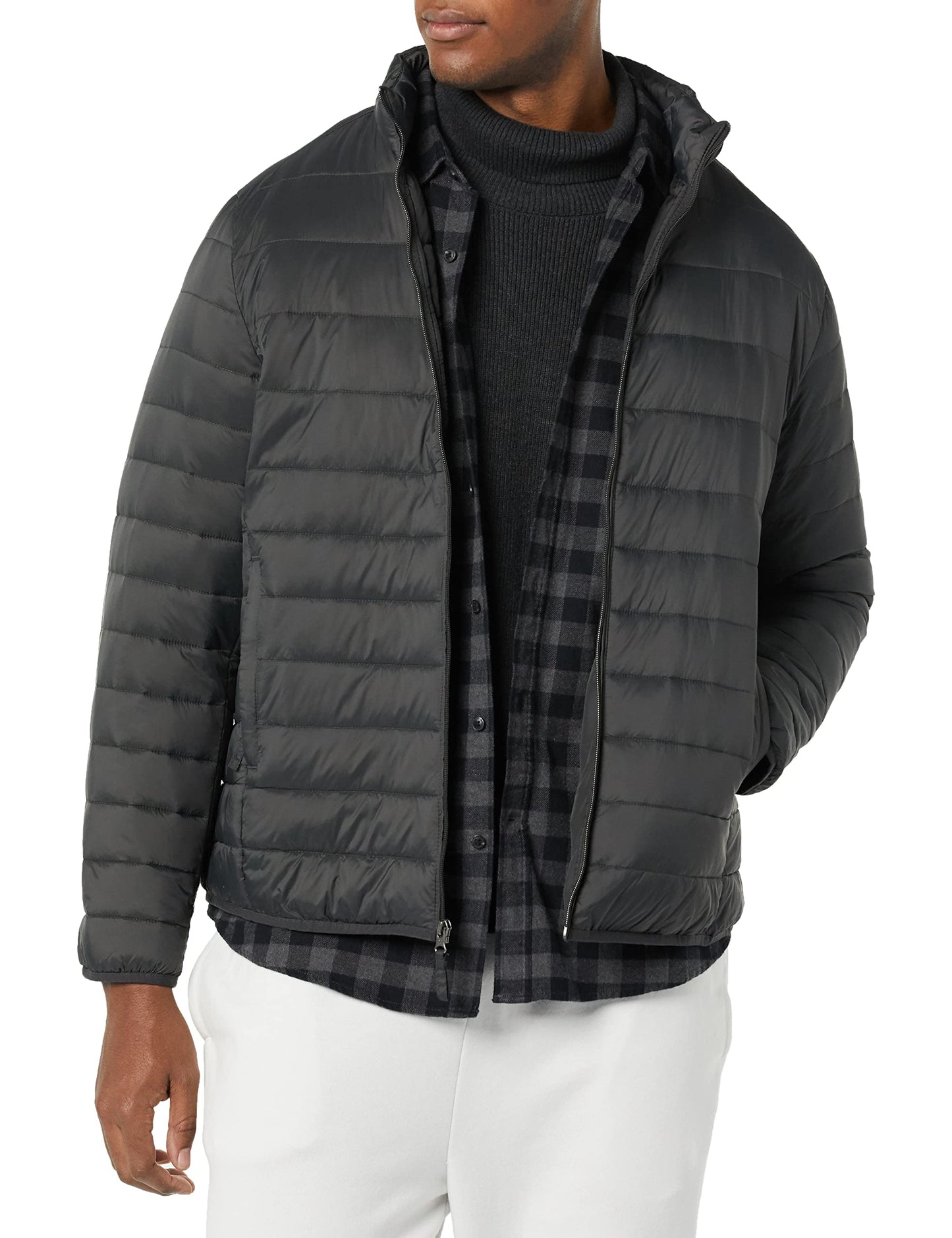 Amazon Essentials Men's Packable Lightweight Water-Resistant Puffer Jacket (Available in Big & Tall), Dark Grey, 5X-Large Big Tall