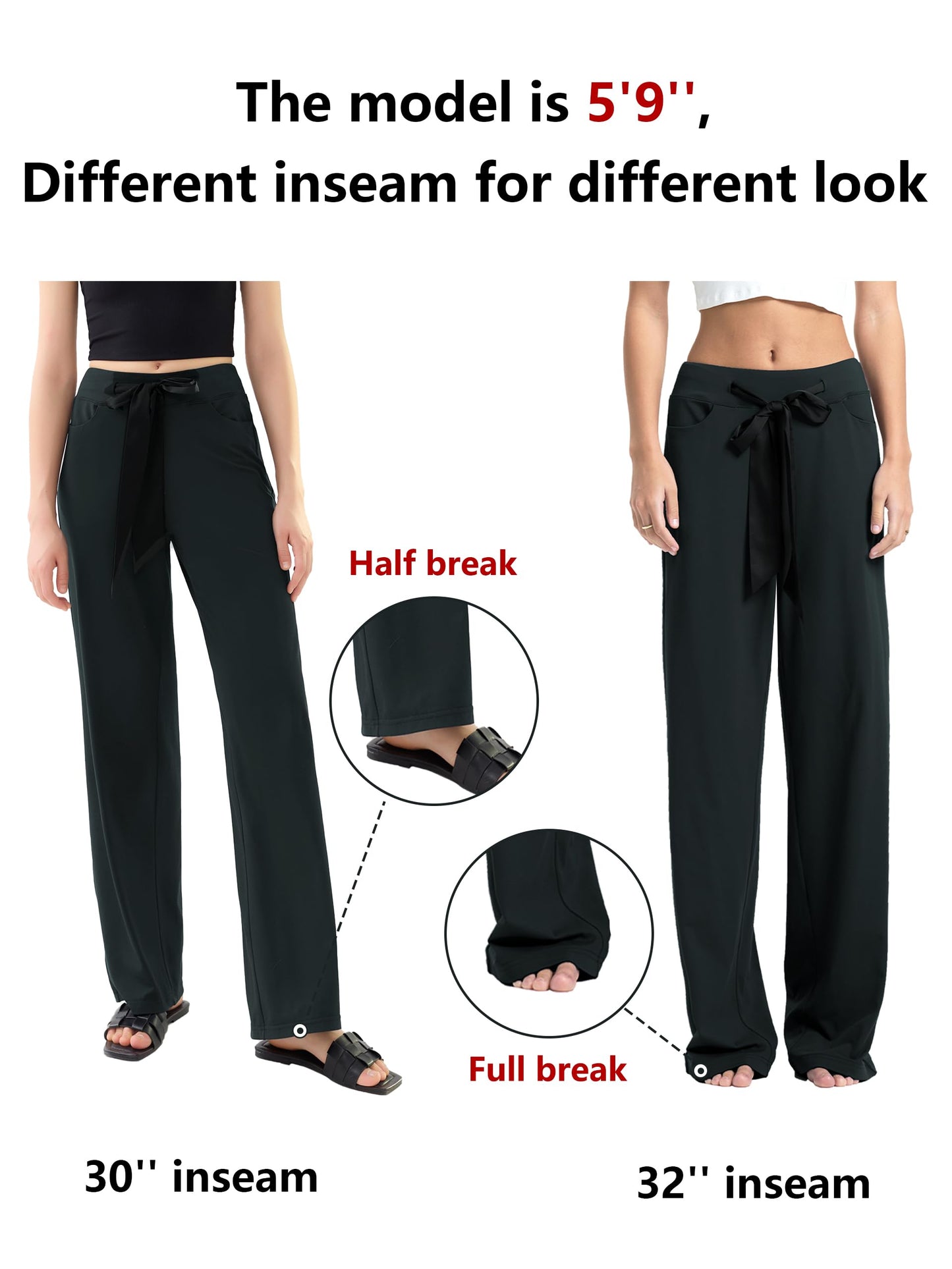 SEVEGO Tall Womens 30"/32"/34" Casual Loose Wide Leg Pants High Waisted Yoga Pants Comfy Palazzo Workout Lounge Trousers,32",Blue, L