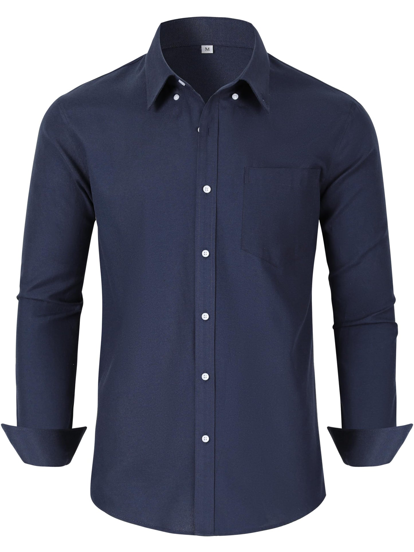 GIANZEN Navy Button Down Shirt Men Blue Mens Dress Long Sleeve Men's Oxford Shirts Clothing Untucked for Big and Tall Navy Blue Size XL Tall