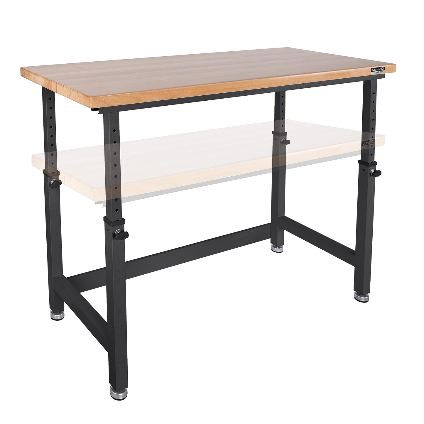 Seville Classics UltraHD Heavy Duty Workbench Table w/Solid Wood Top, 1000 lbs. Weight Capacity Workstation for Garage, Warehouse, Workshop, Granite, 60" W x 24" D x 28.5" to 42" H Desktop