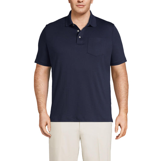 Lands' End Mens Short Sleeve Pocket Supima Polo Radiant Navy Tall X-Large