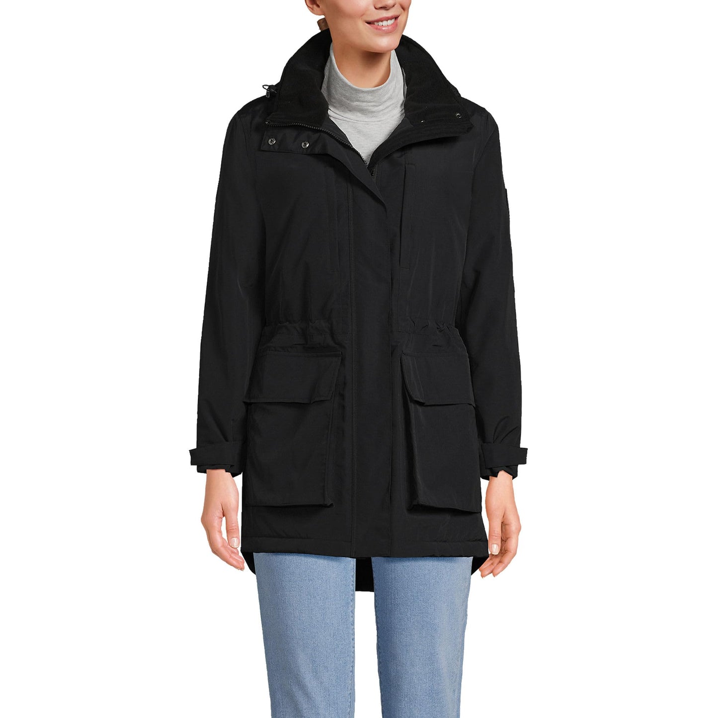Lands' End Womens Squall Waterproof Parka Black Tall Medium