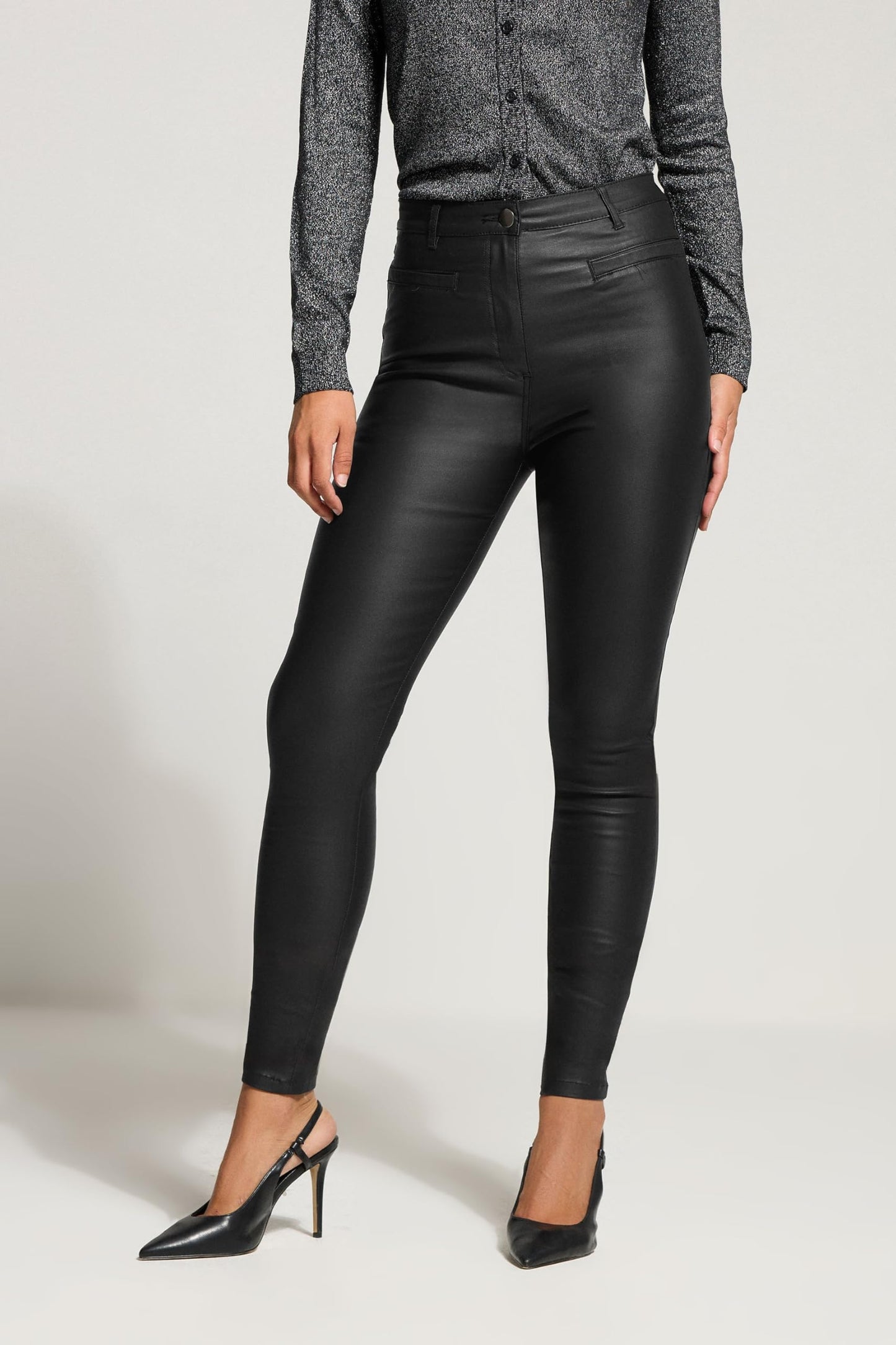 Long Tall Sally LTS Tall Faux Leather Skinny Pants Black 12