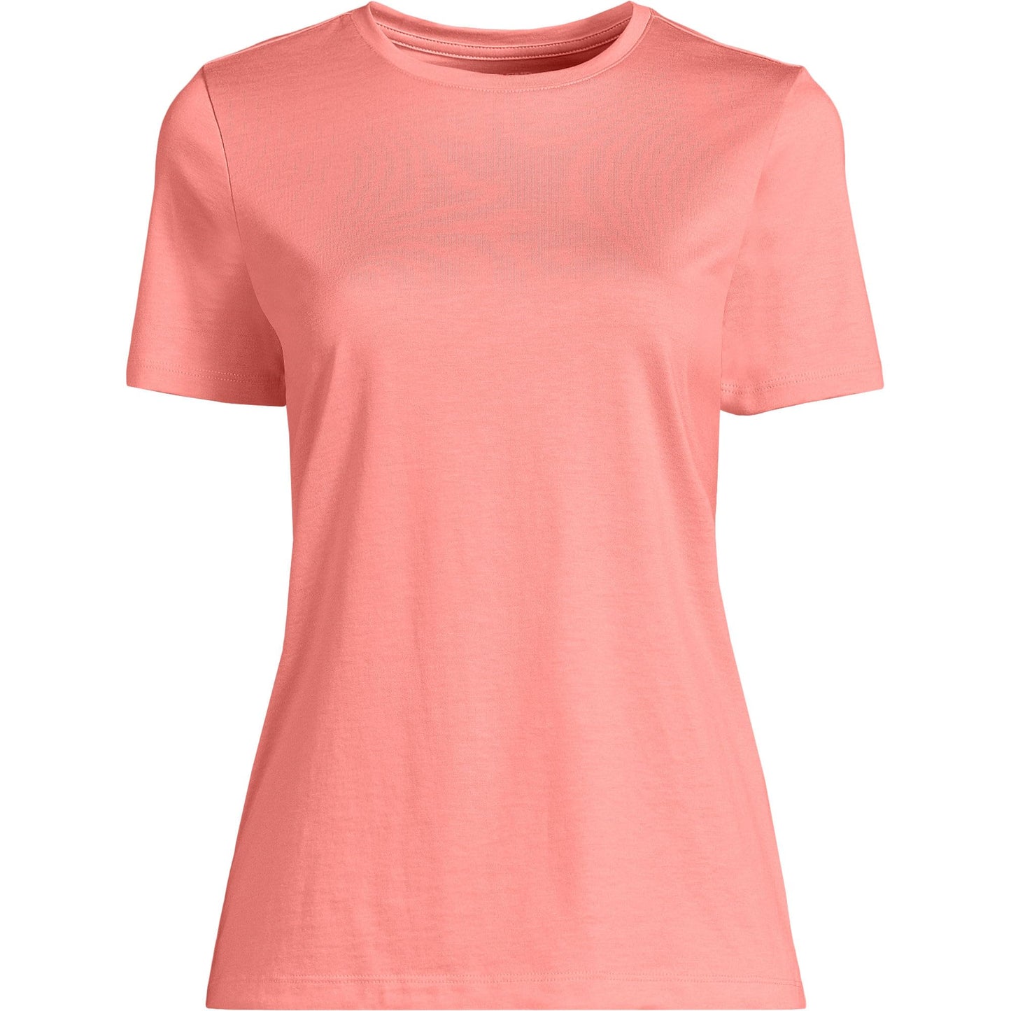 Lands' End Womens Short Sleeve Relaxed Supima Cotton Crew Neck T Shirt Coral Clay Tall X-Large