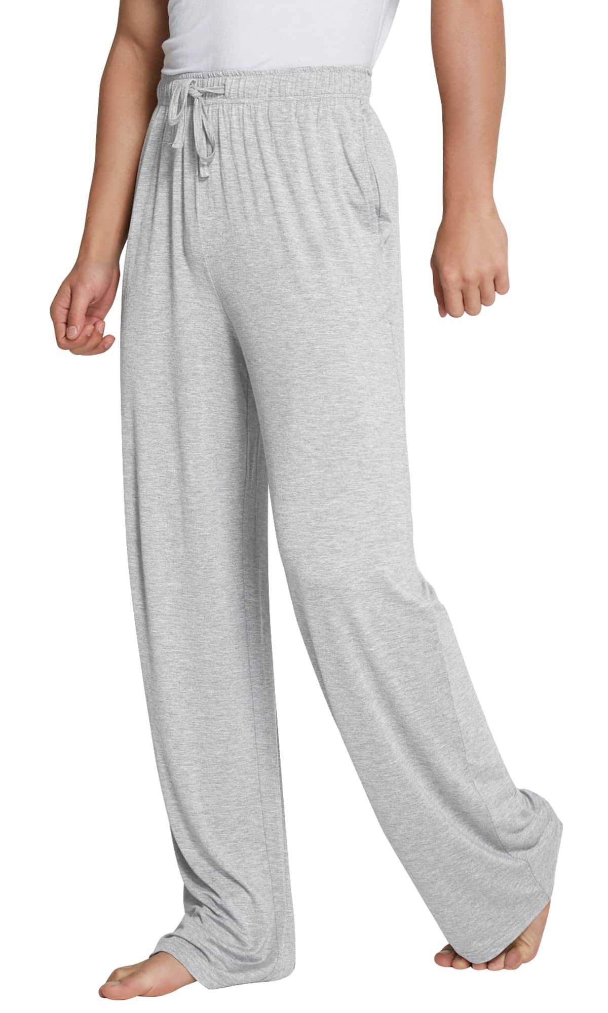 WiWi Bamboo Viscose Pajama Pants for Men Tall Sleep Bottoms Big Warm Long Pj Lightweight Lounge Sweatpants S-XXL, Ash Grey, XX-Large