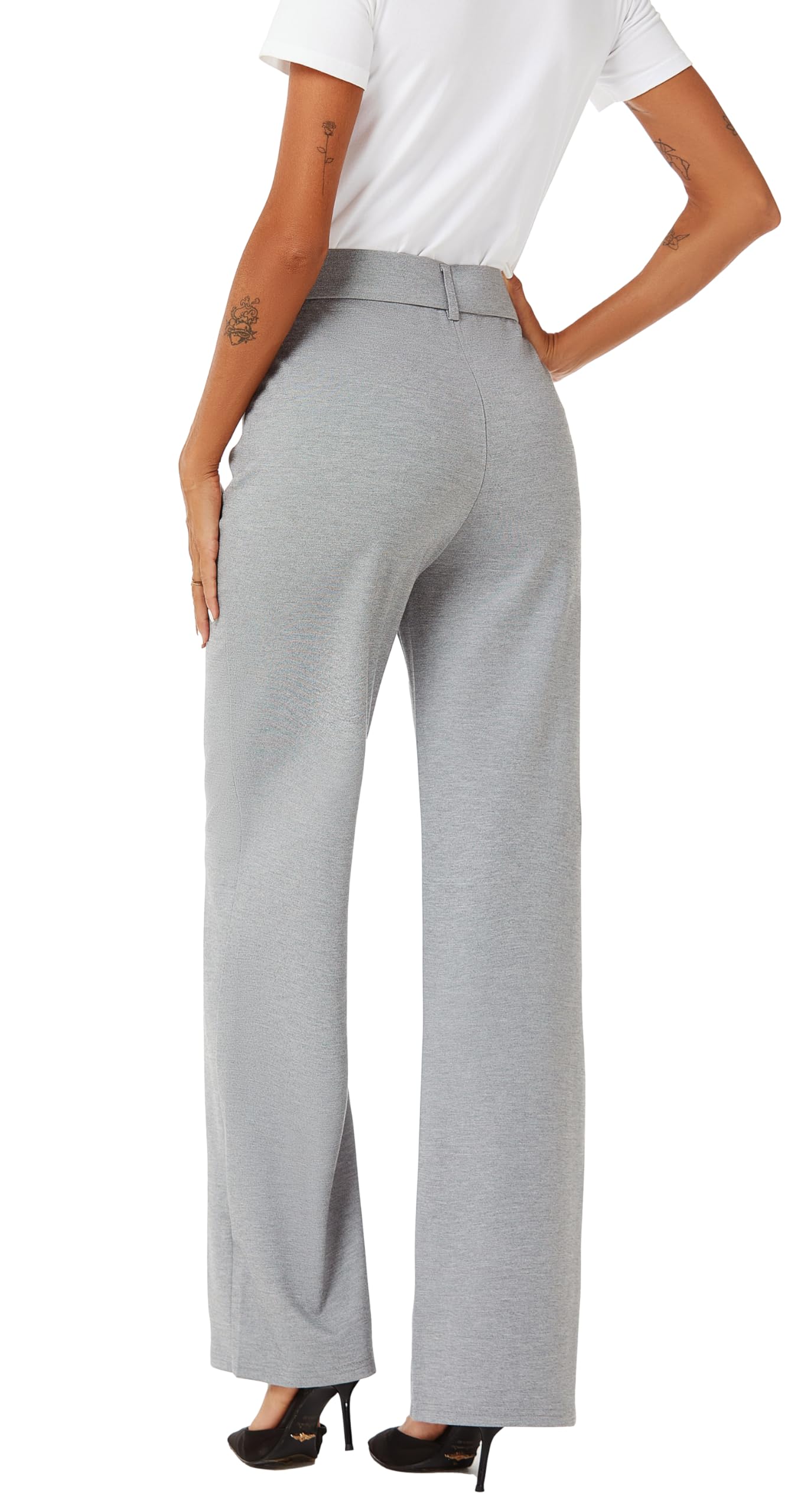iChosy Womens High Waist Wide Straight Leg Trousers Casual Slacks Dress Pants with Pockets Grey 16 ExtraTall