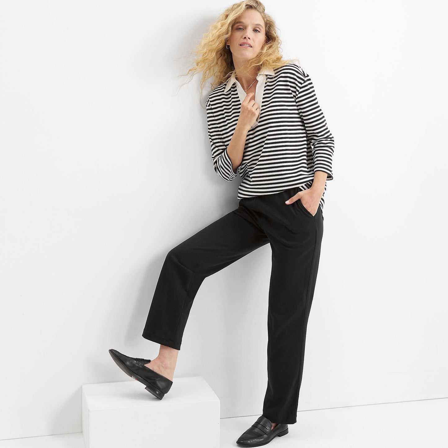 Lands' End Women s Sport Knit Pants Black Tall Large